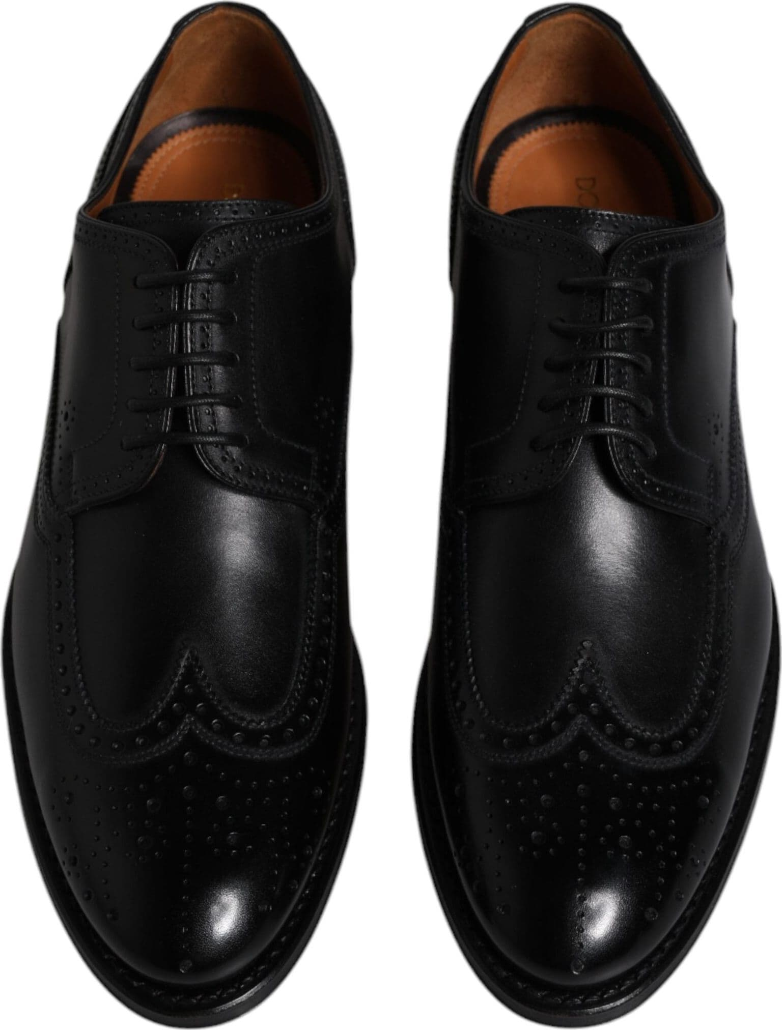 Dolce & Gabbana Black Leather Derby Wingtip Formal Shoes - 2