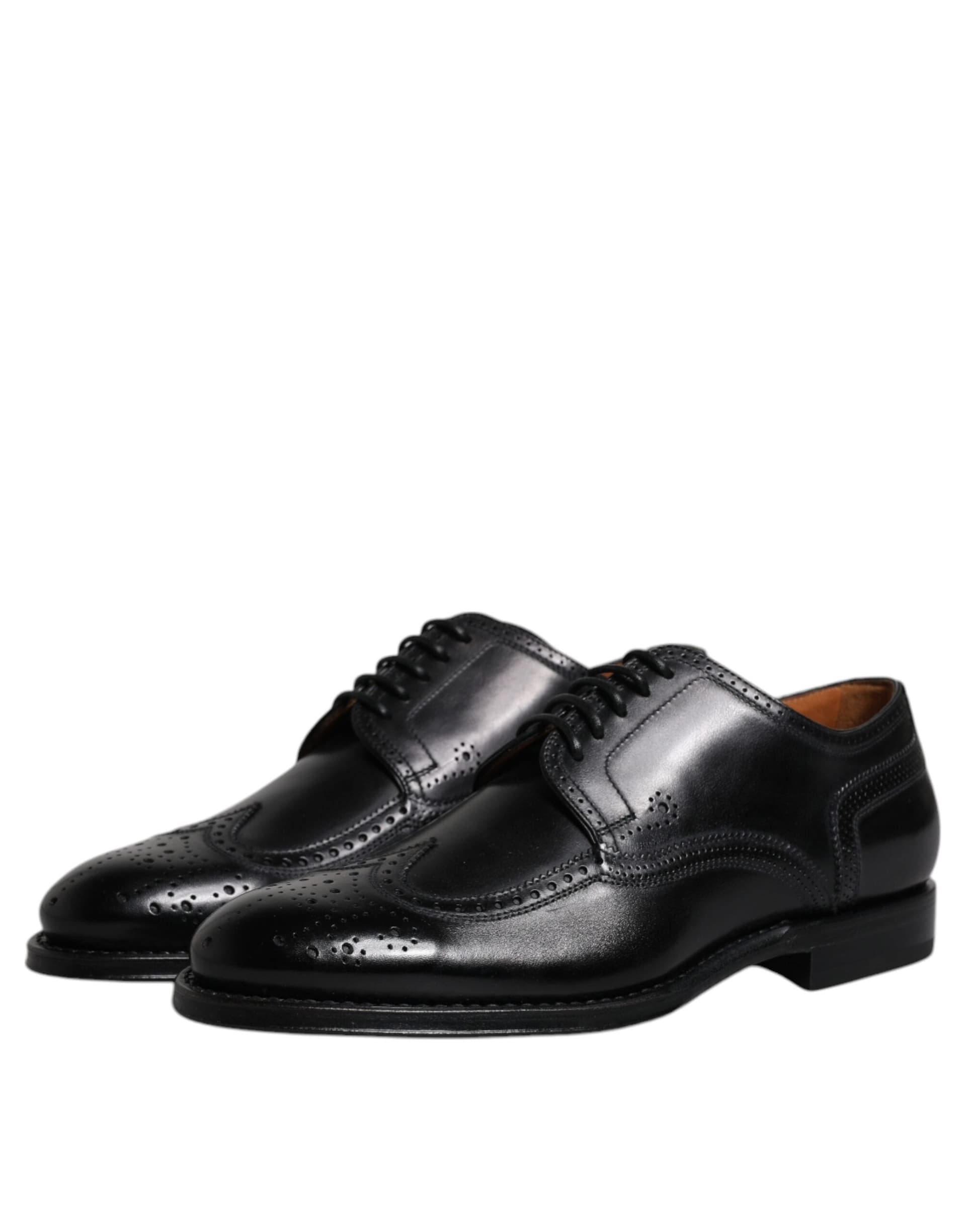 Dolce & Gabbana Black Leather Derby Wingtip Formal Shoes - 3