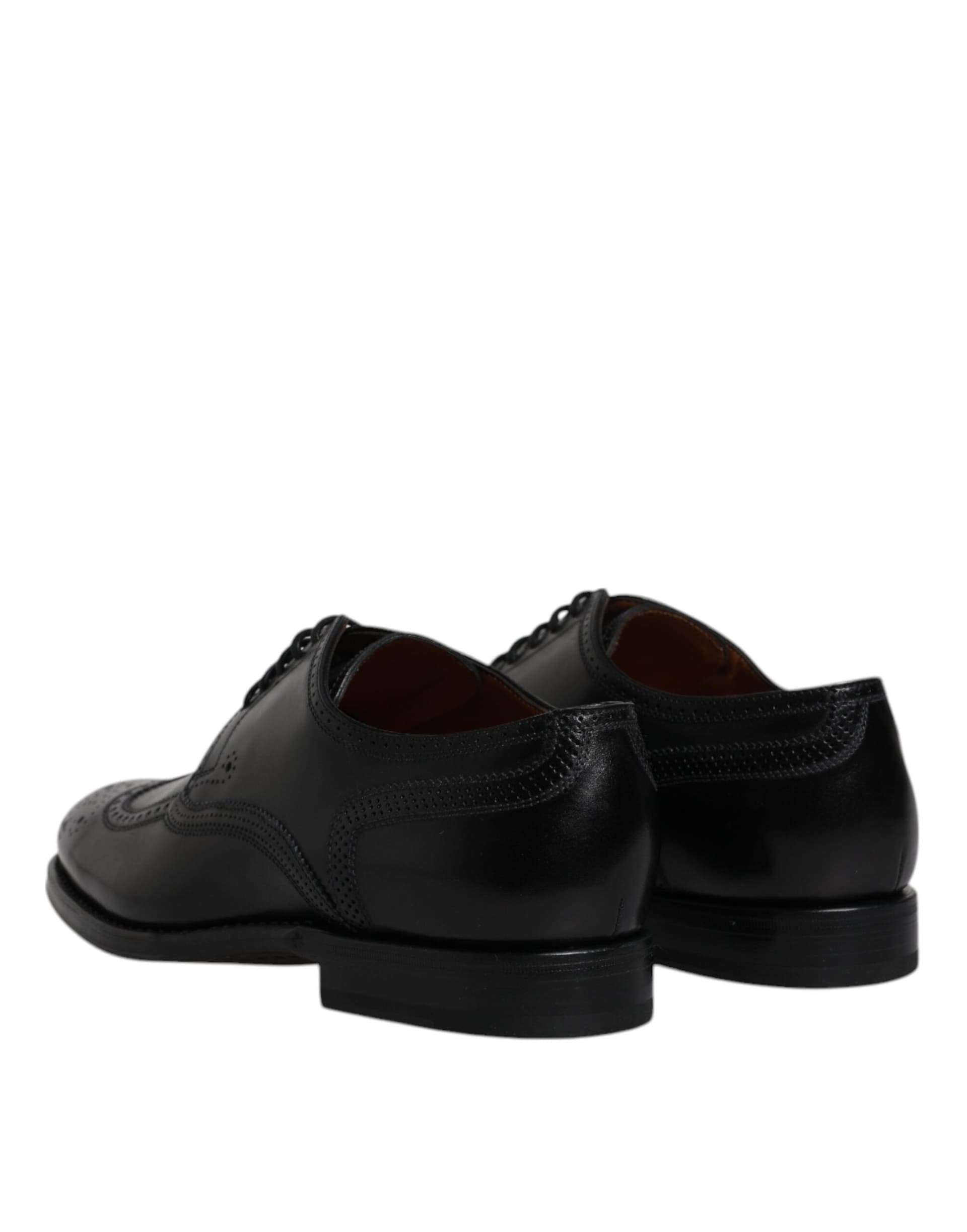 Dolce & Gabbana Black Leather Derby Wingtip Formal Shoes - 4