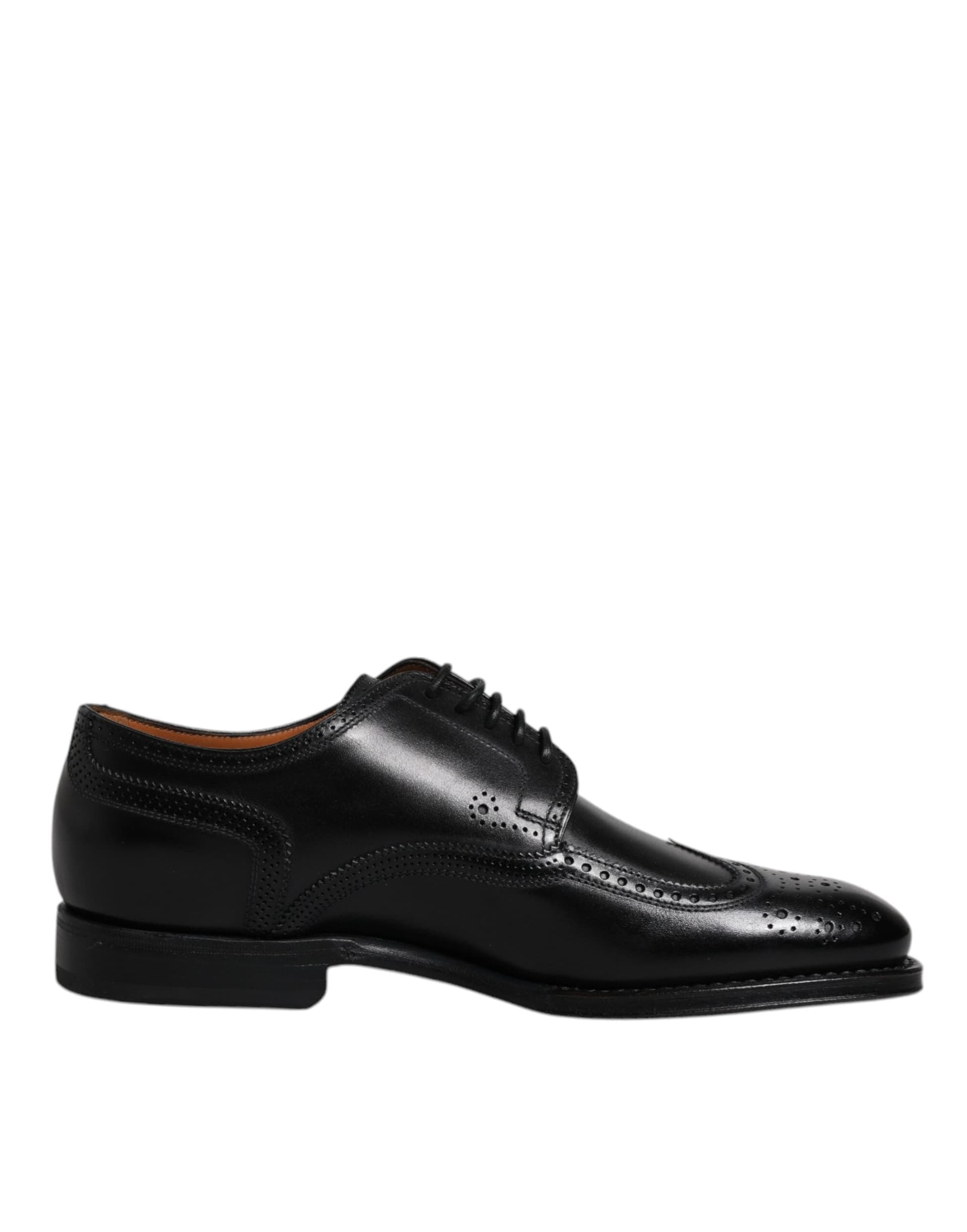 Dolce & Gabbana Black Leather Derby Wingtip Formal Shoes - 6