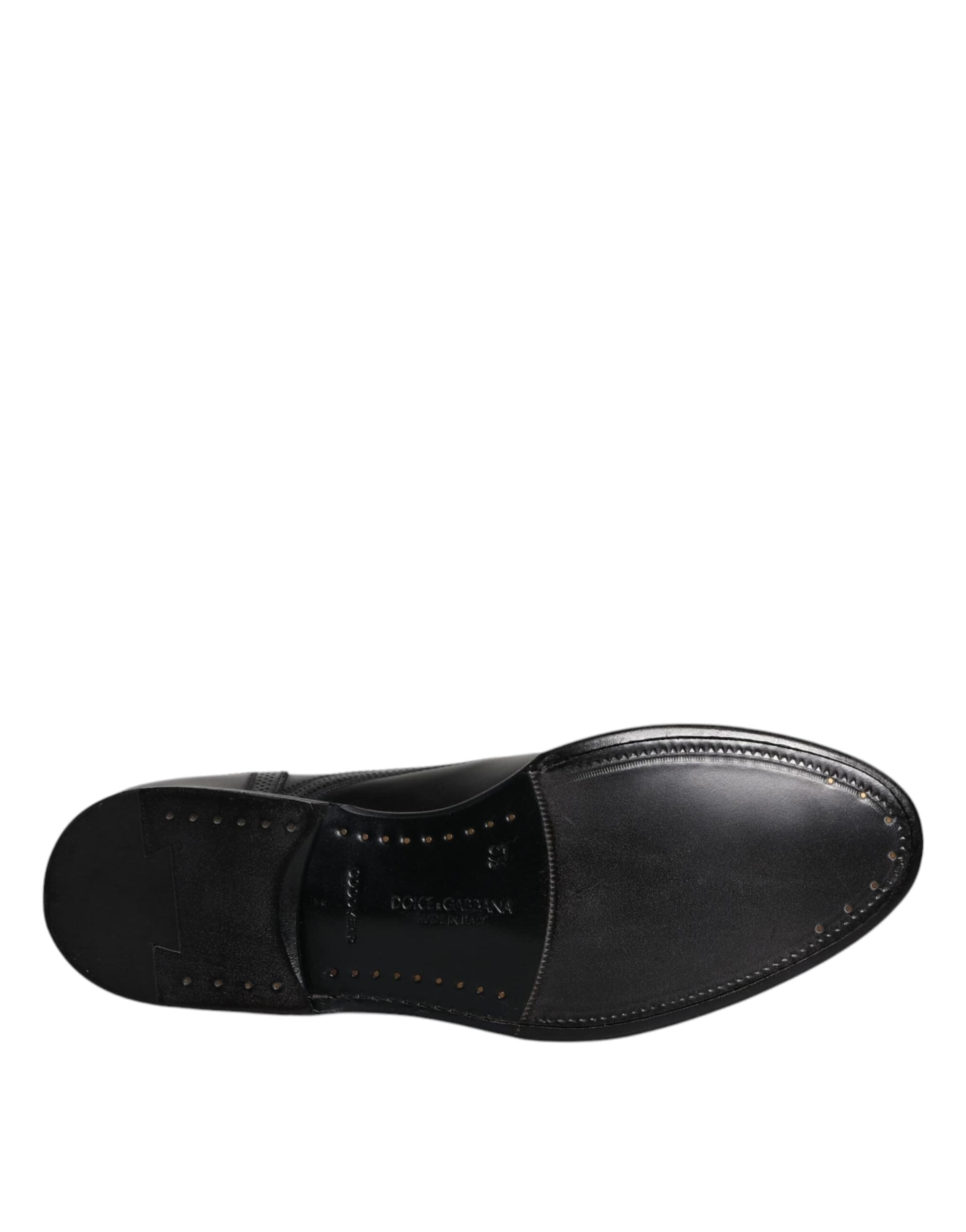 Dolce & Gabbana Black Leather Derby Wingtip Formal Shoes - 8