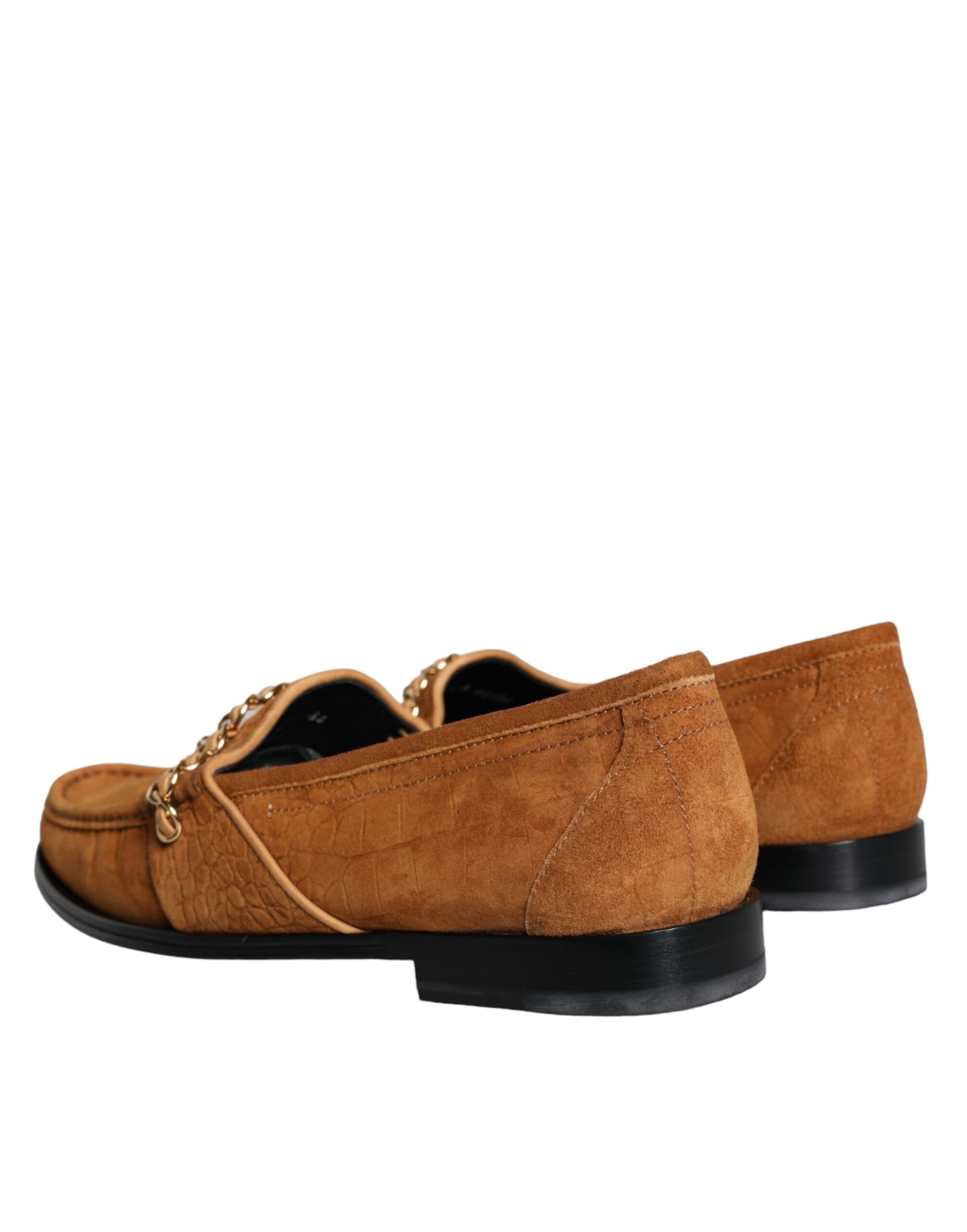 Dolce & Gabbana Brown Velvet Leather Logo Mocassin Slip On Shoes - 3
