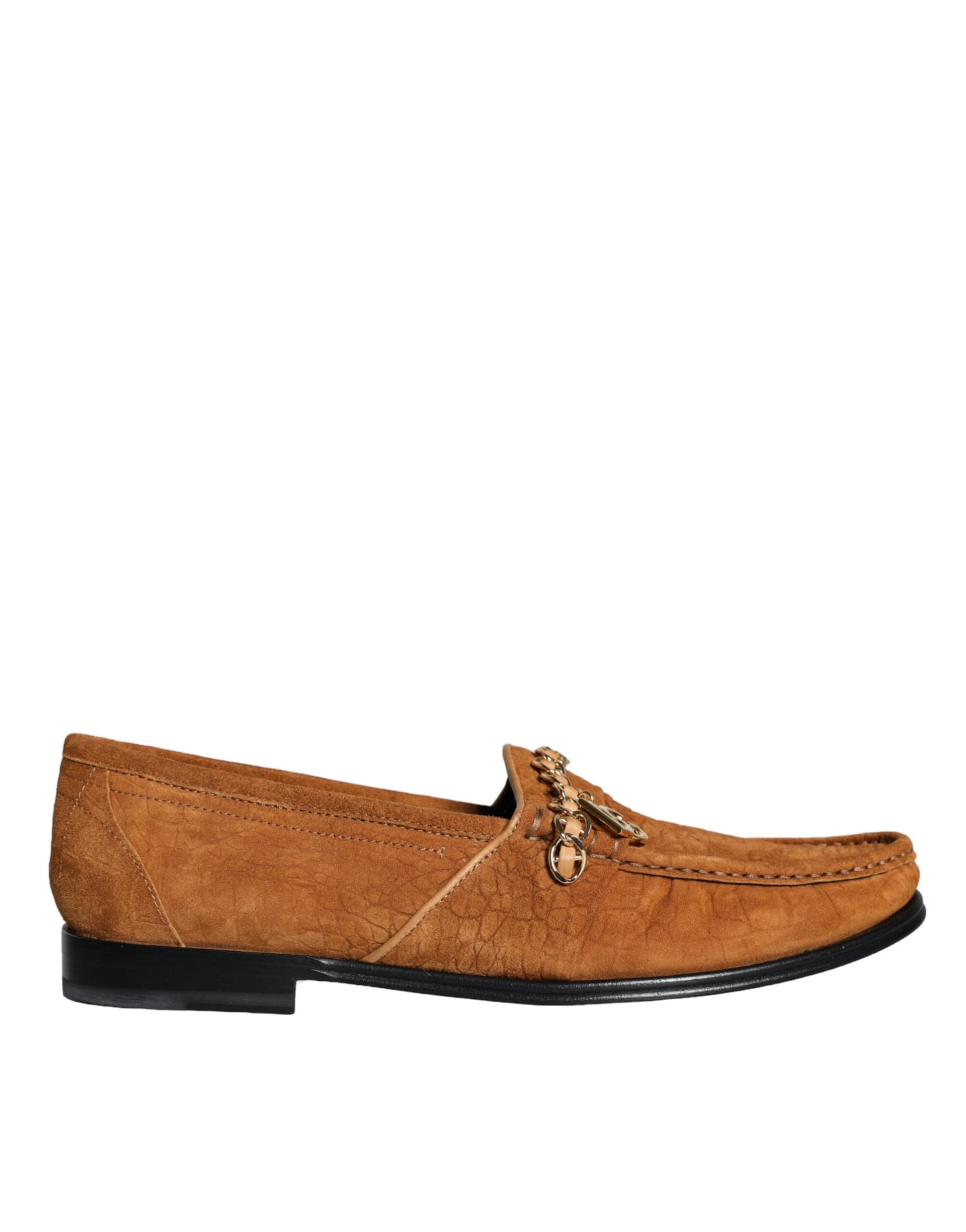 Dolce & Gabbana Brown Velvet Leather Logo Mocassin Slip On Shoes - 4