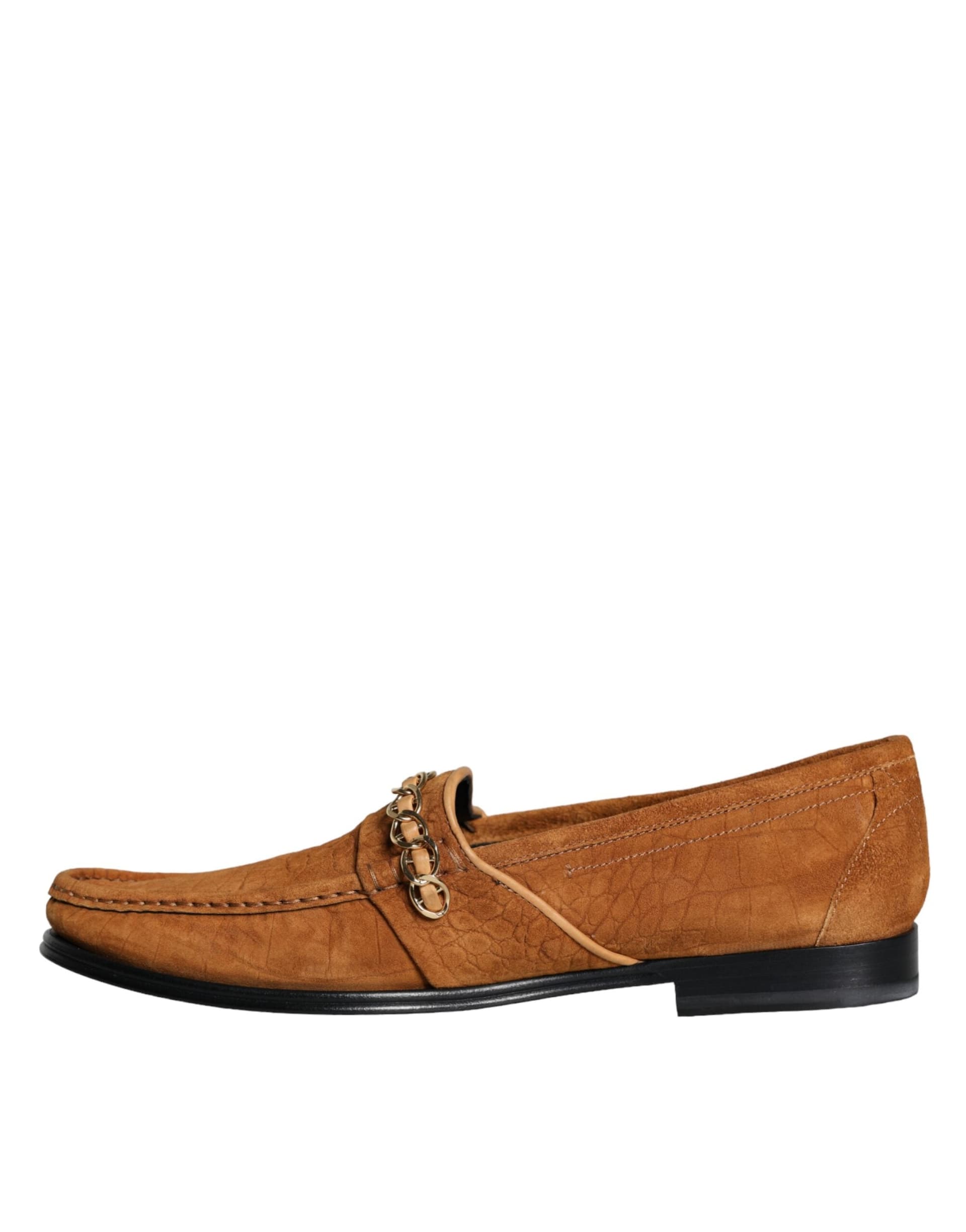 Dolce & Gabbana Brown Velvet Leather Logo Mocassin Slip On Shoes - 5