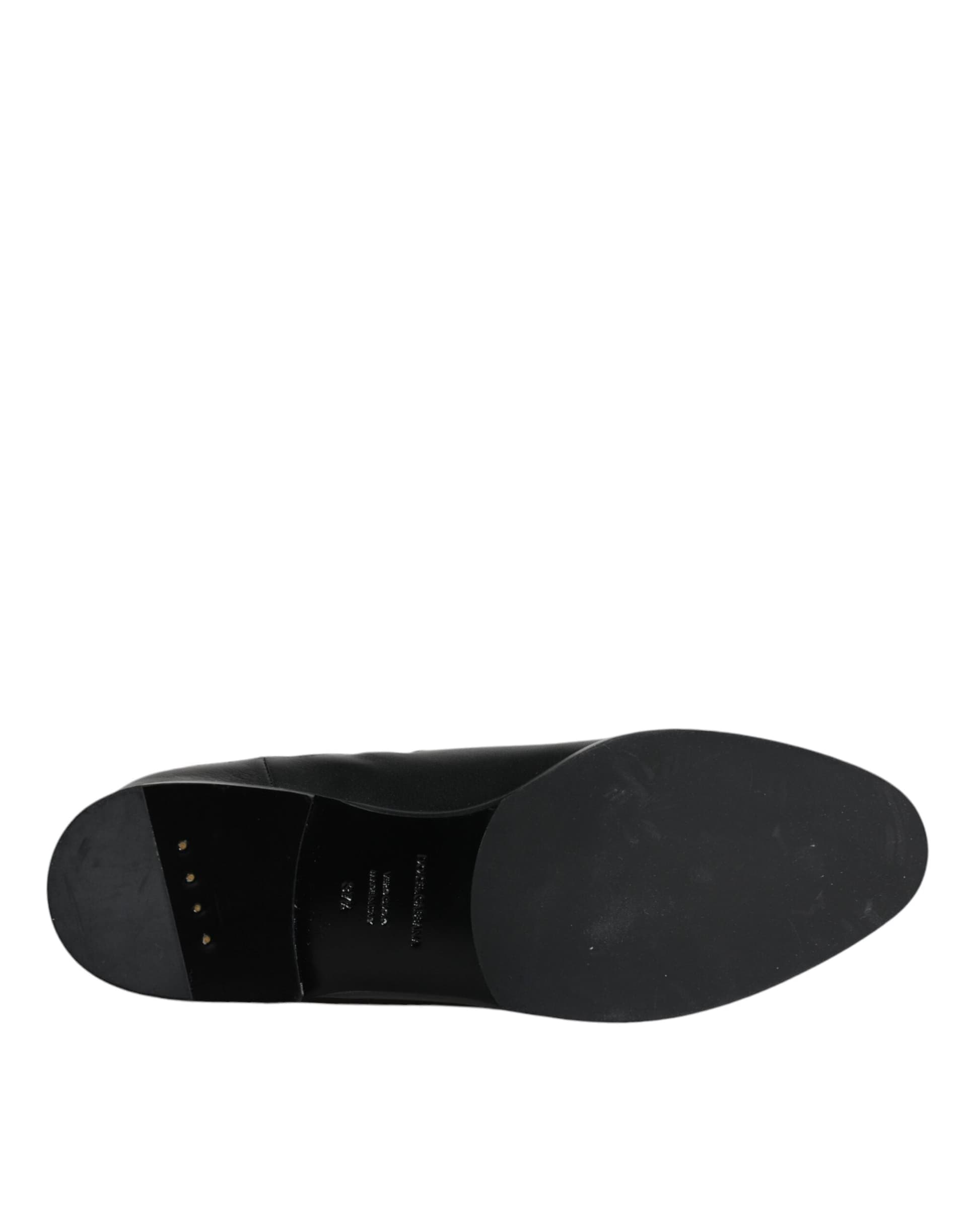 Dolce & Gabbana Black Leather Logo Mid Calf Boots Shoes - 6