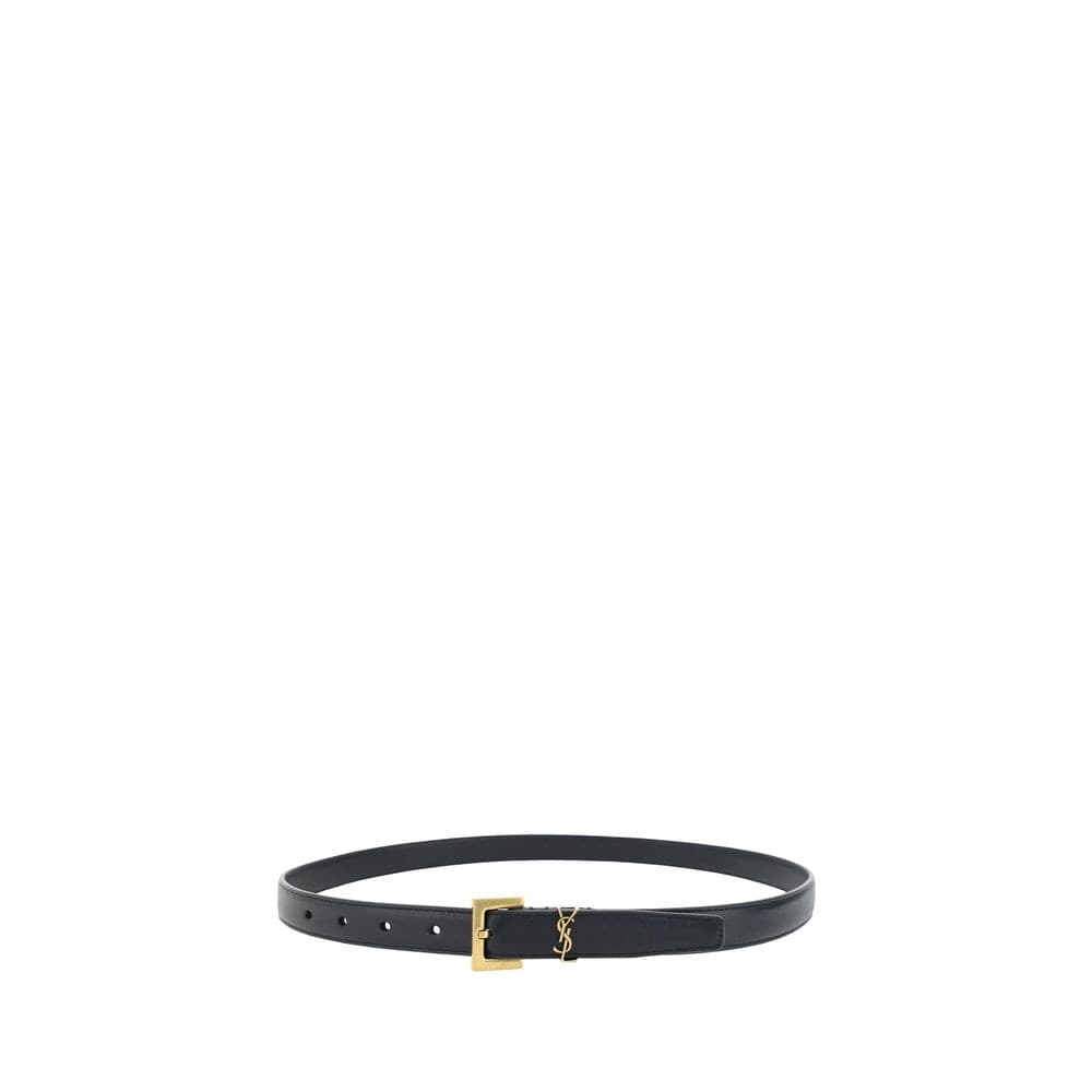 Saint Laurent Black Calf Leather Bos Taurus Thin Belt - 2