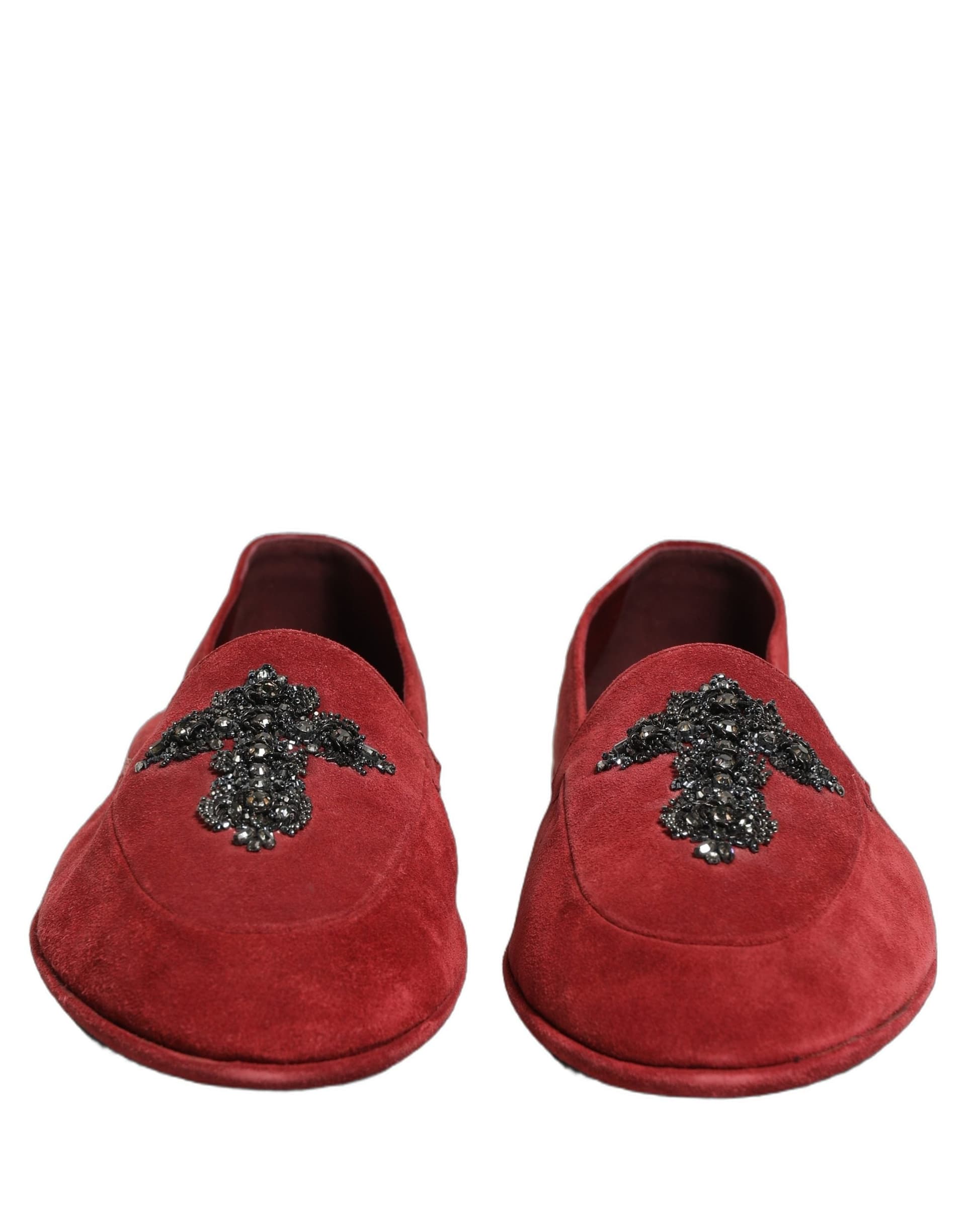 Dolce & Gabbana Red Suede Cross Slip On Dress Loafers Shoes - 2