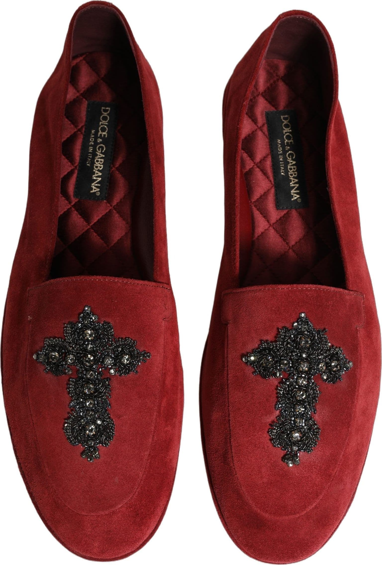 Dolce & Gabbana Red Suede Cross Slip On Dress Loafers Shoes - 3