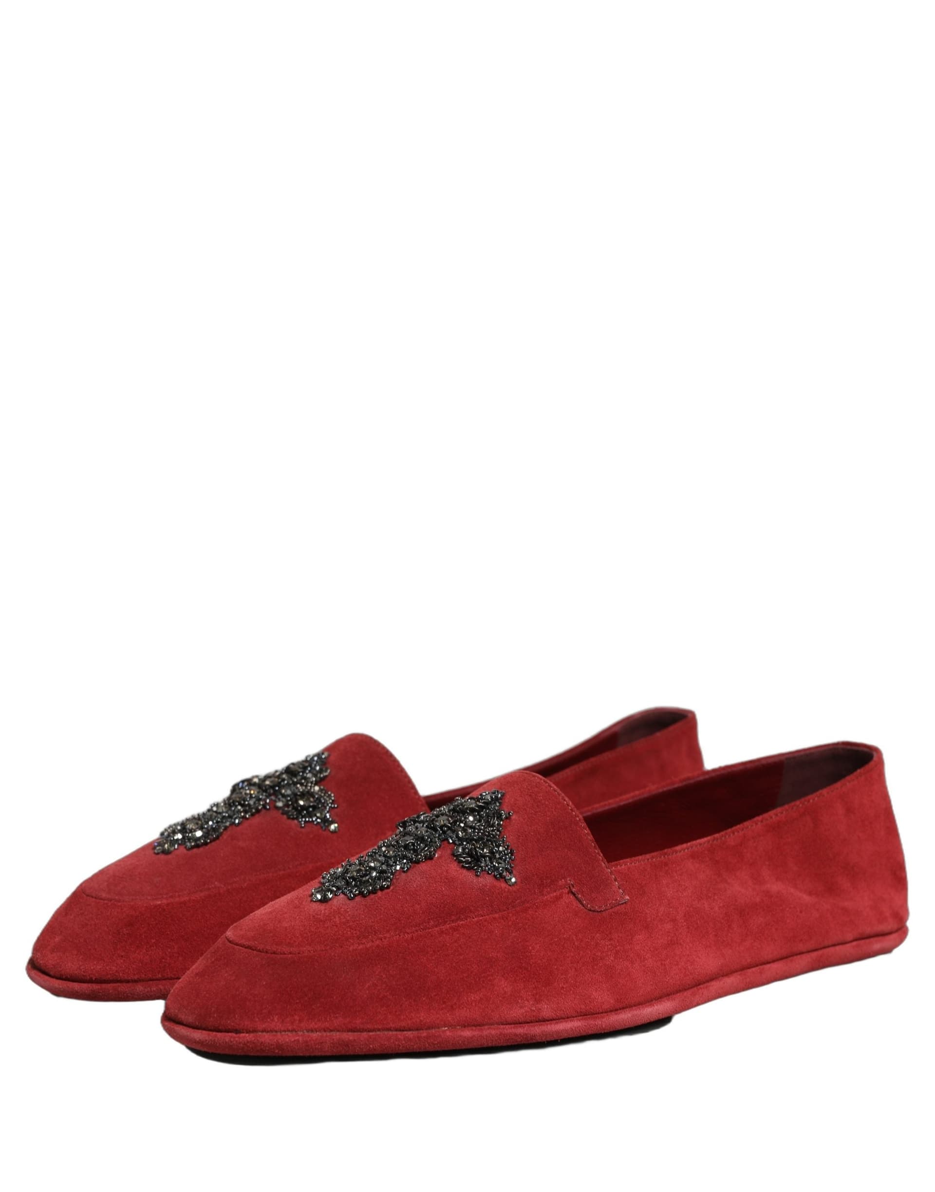 Dolce & Gabbana Red Suede Cross Slip On Dress Loafers Shoes - 4