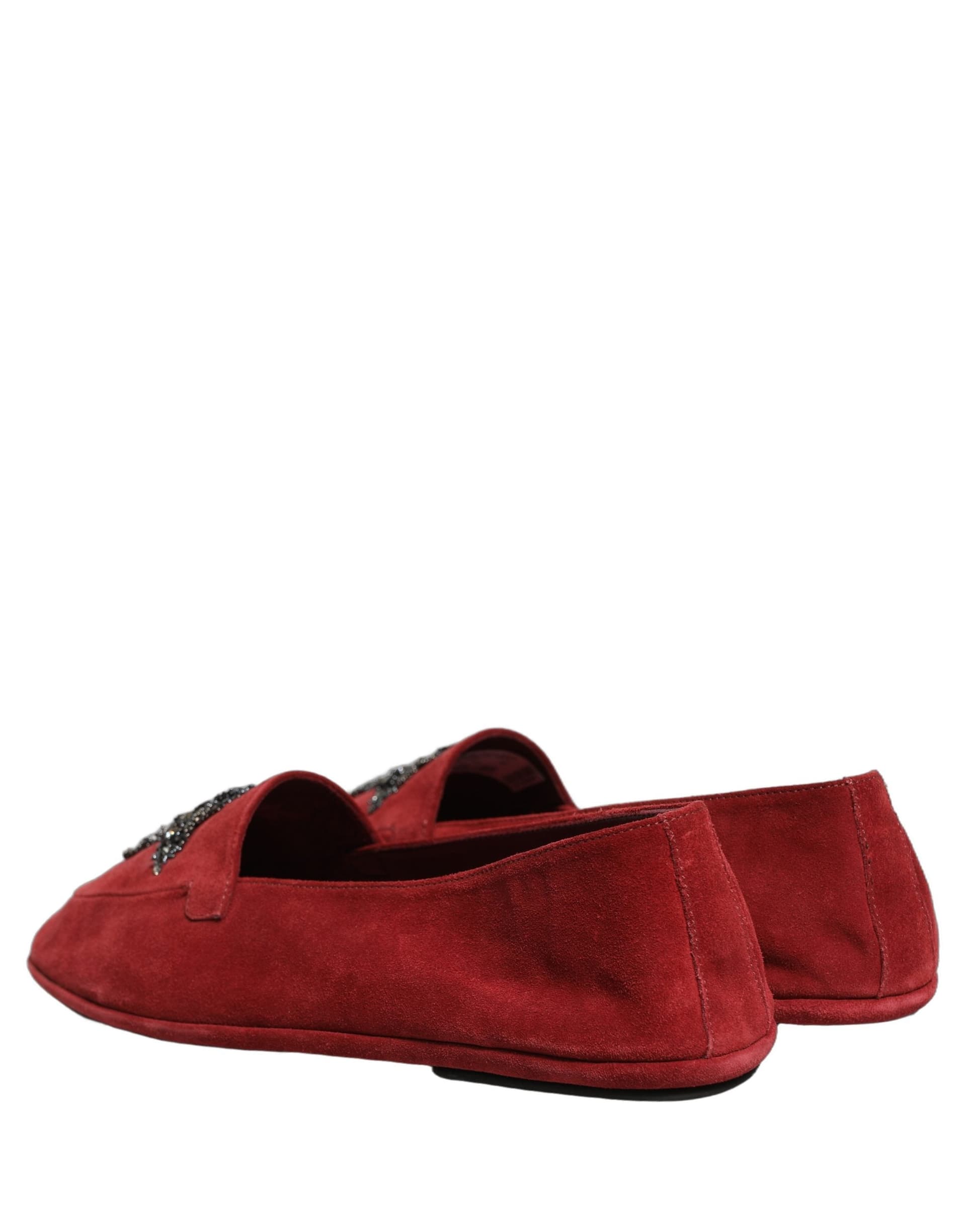 Dolce & Gabbana Red Suede Cross Slip On Dress Loafers Shoes - 5
