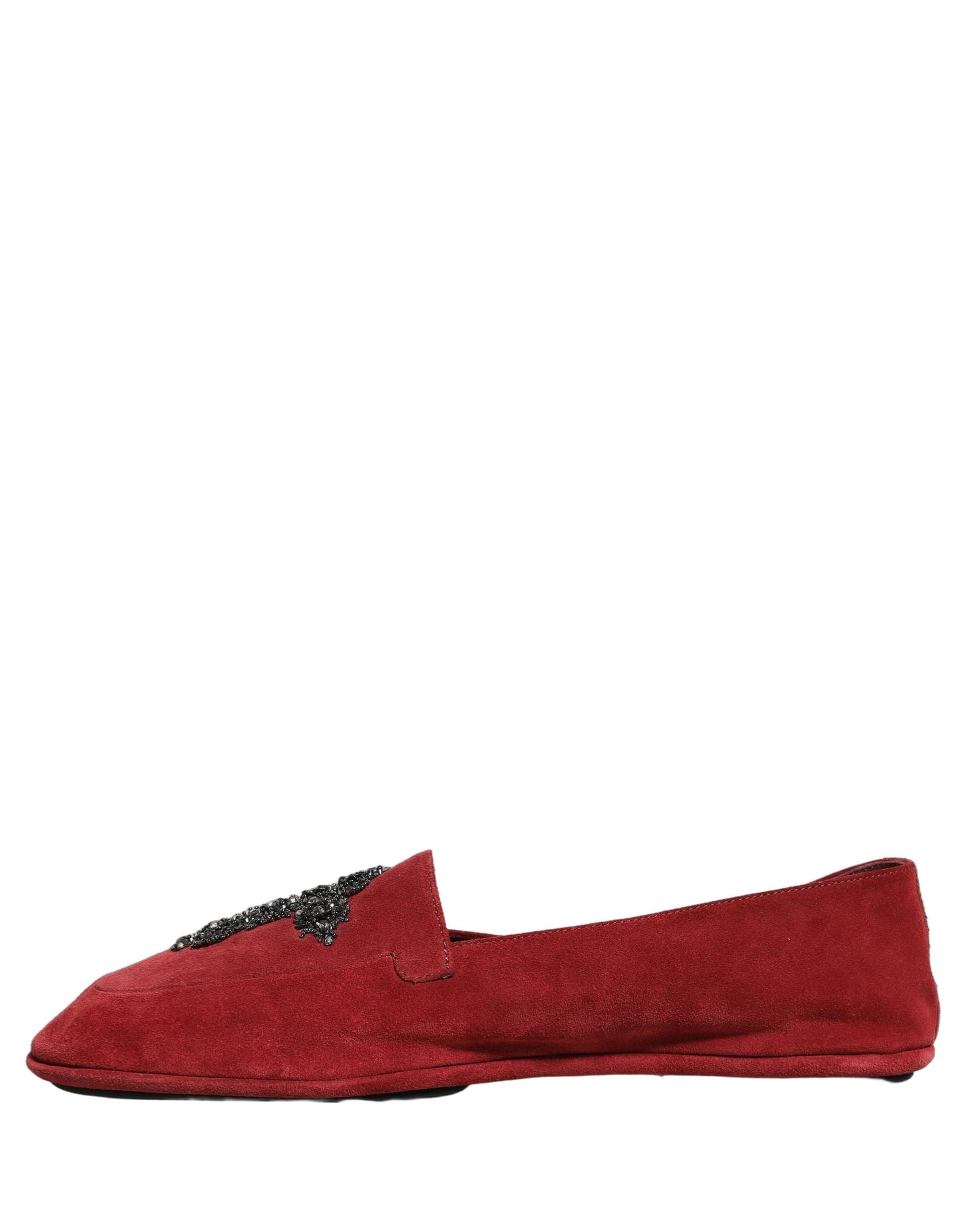 Dolce & Gabbana Red Suede Cross Slip On Dress Loafers Shoes - 6