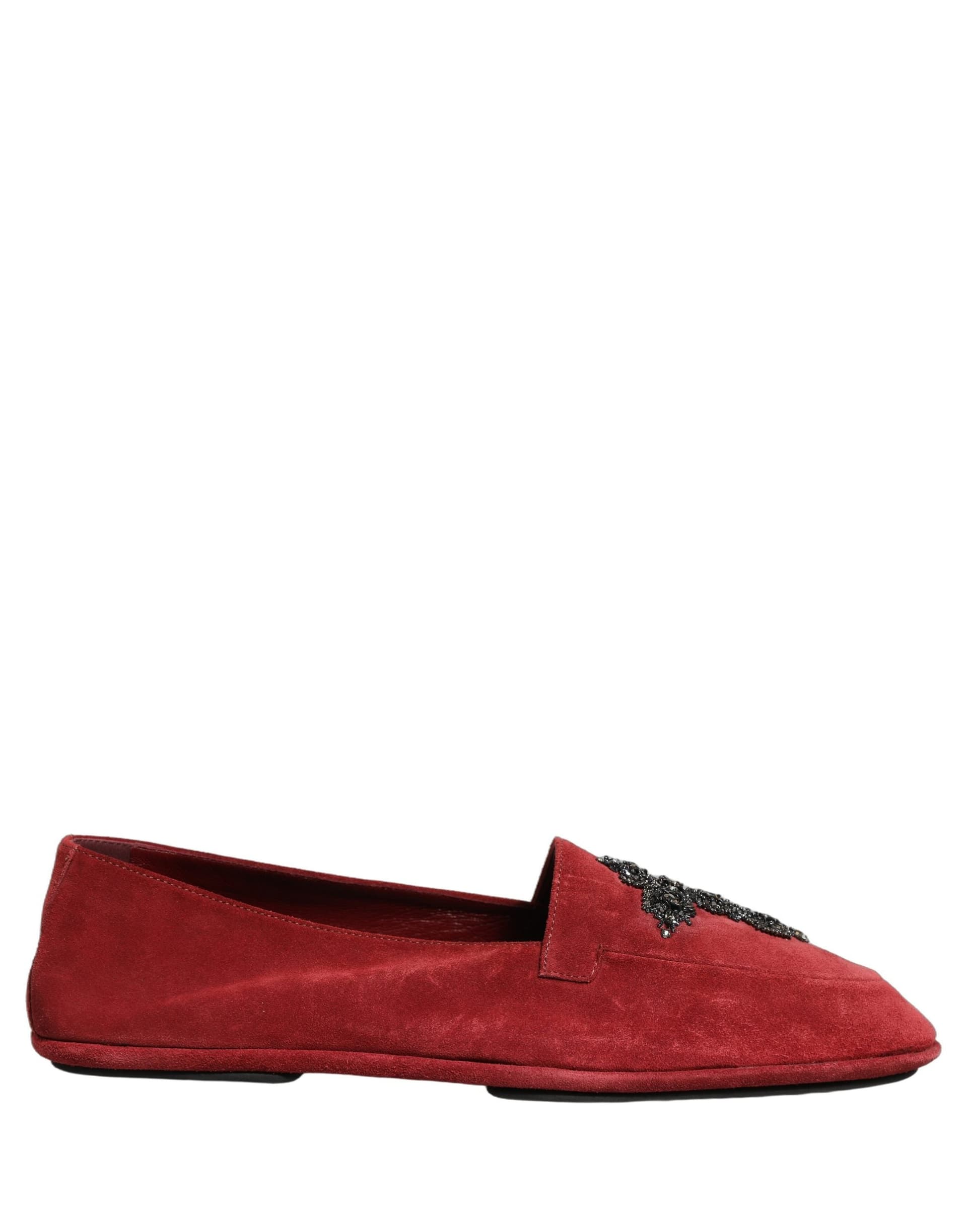 Dolce & Gabbana Red Suede Cross Slip On Dress Loafers Shoes - 8
