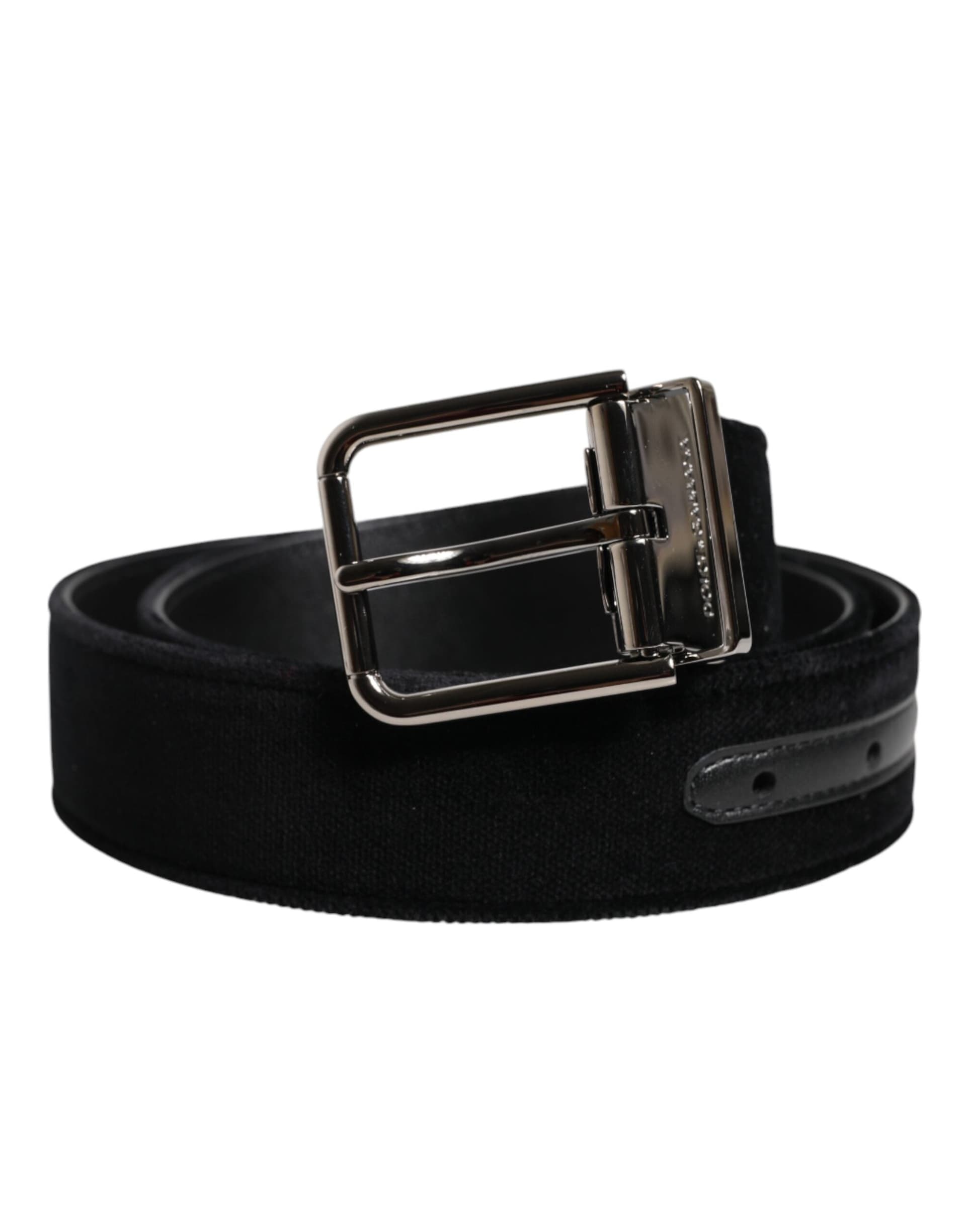 Dolce & Gabbana Black Cotton Silver Metal Buckle Belt - 2
