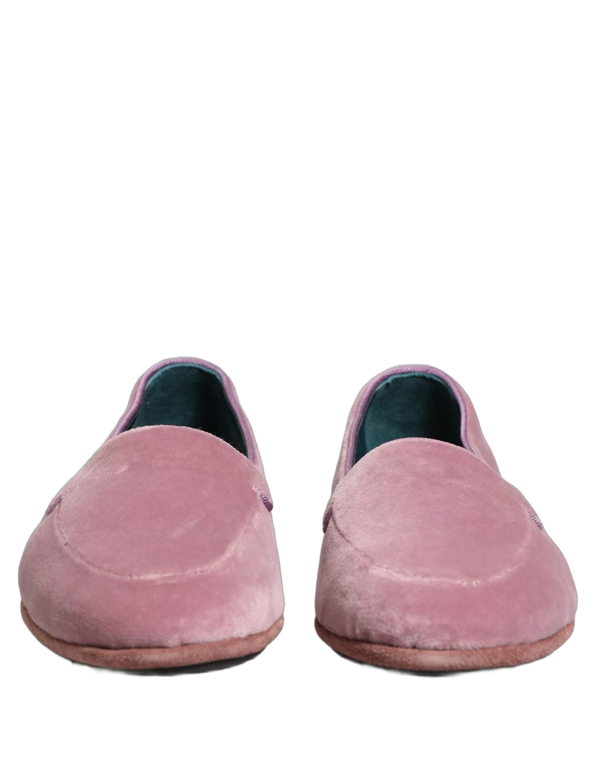 Dolce & Gabbana Pink Velvet Slip On Men Flats Loafers Shoes - 2
