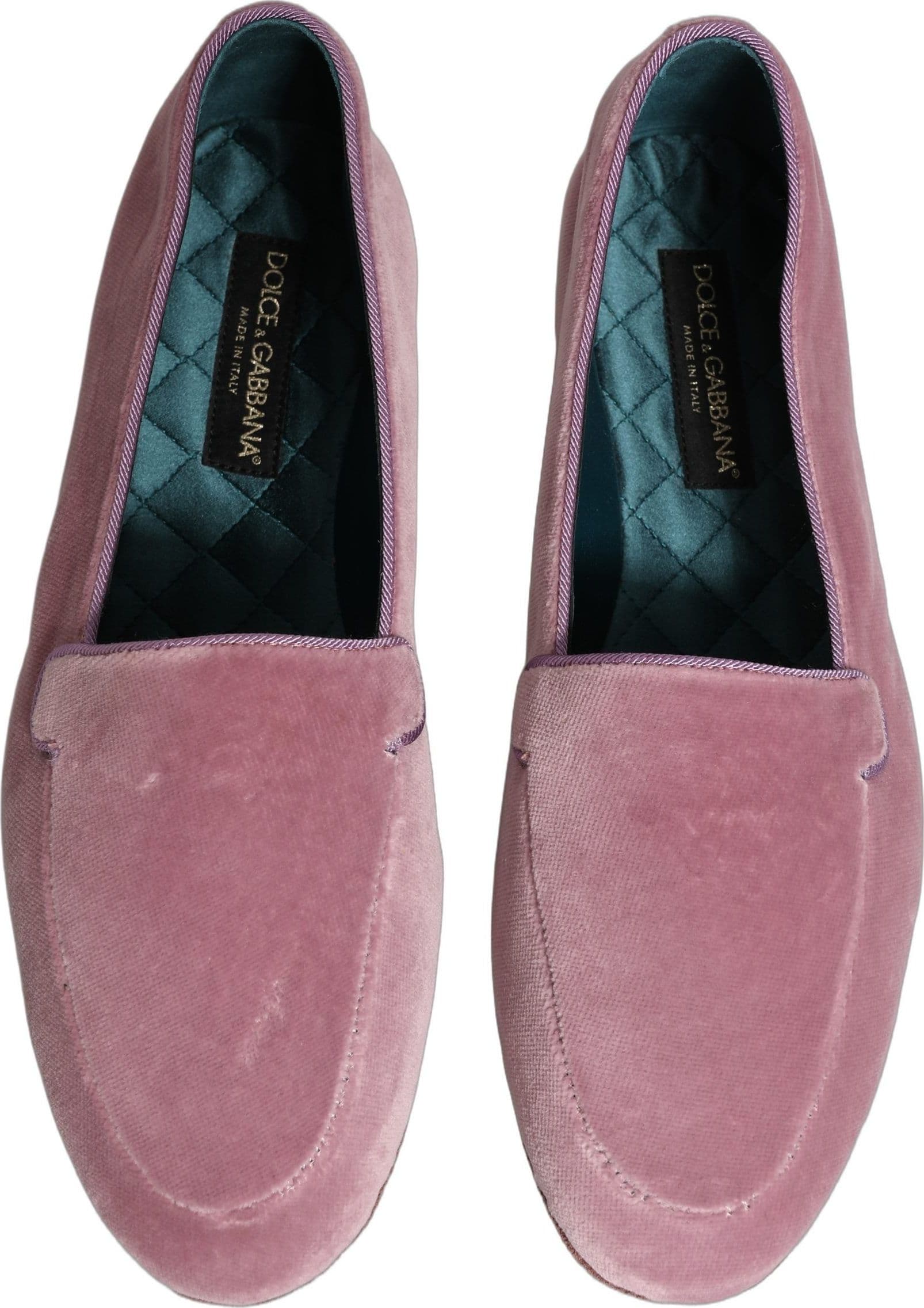 Dolce & Gabbana Pink Velvet Slip On Men Flats Loafers Shoes - 3