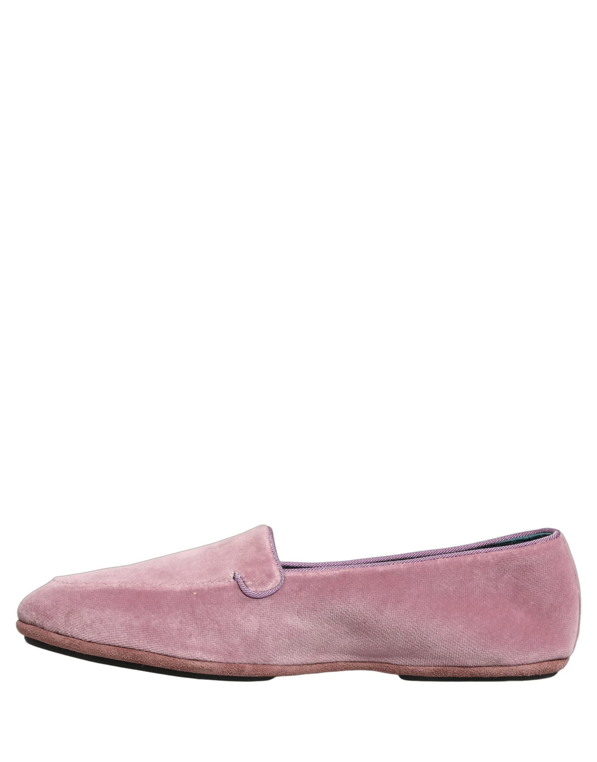 Dolce & Gabbana Pink Velvet Slip On Men Flats Loafers Shoes - 6