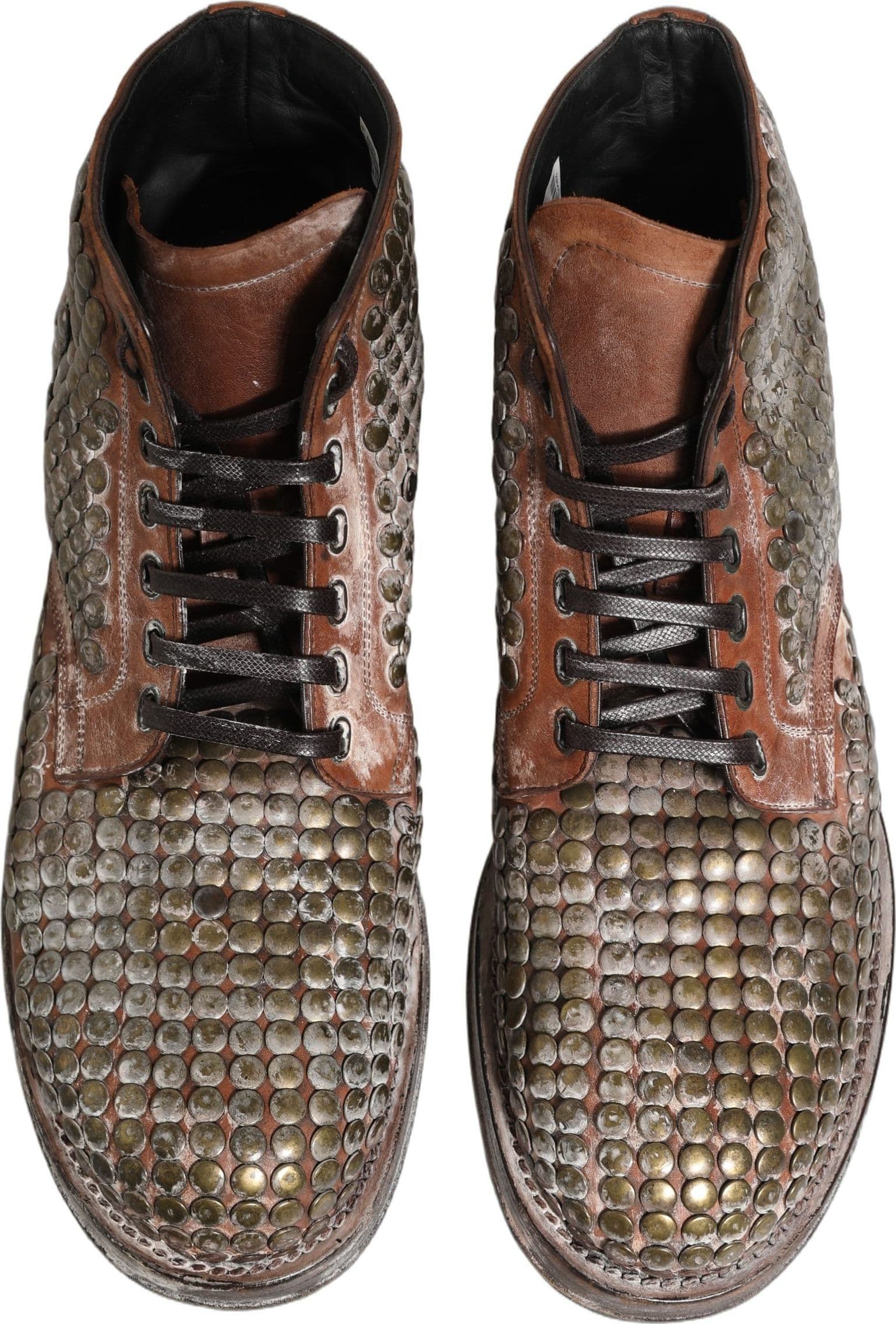 Dolce & Gabbana Brown Leather Runway Studs Ankle Boots Shoes - 2