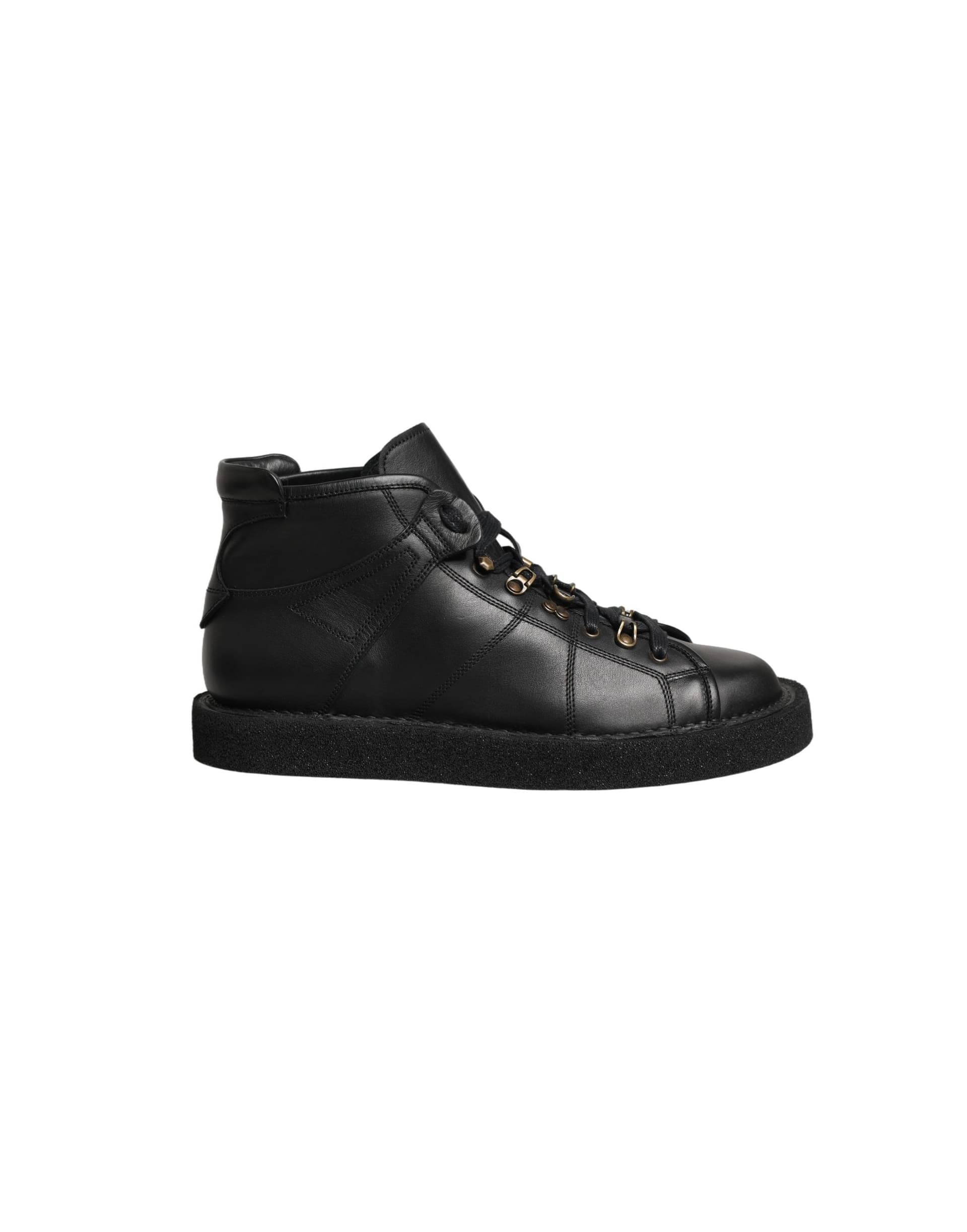 Dolce & Gabbana Black Leather Lace Up Men Ankle Boots Shoes - 2