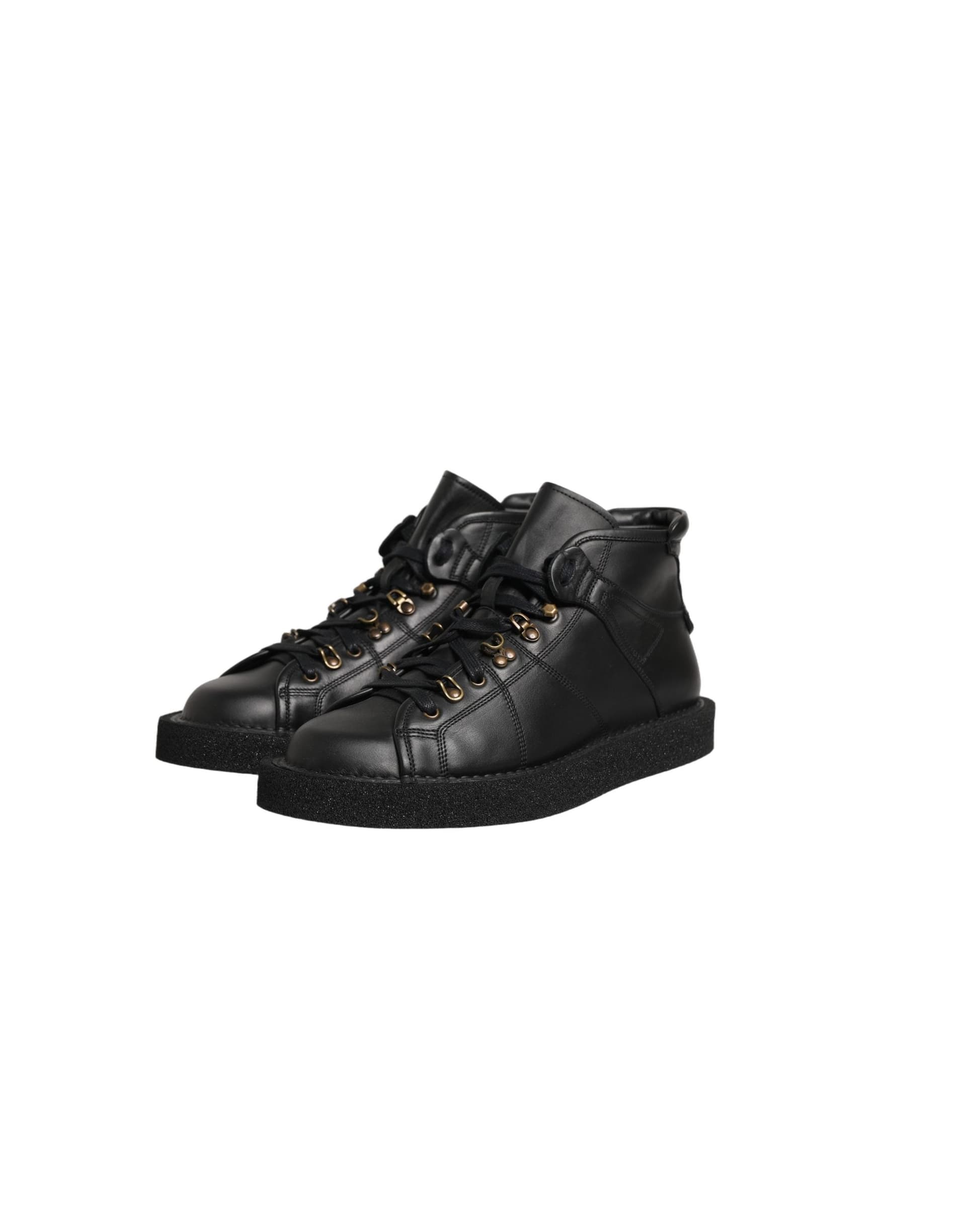 Dolce & Gabbana Black Leather Lace Up Men Ankle Boots Shoes - 6