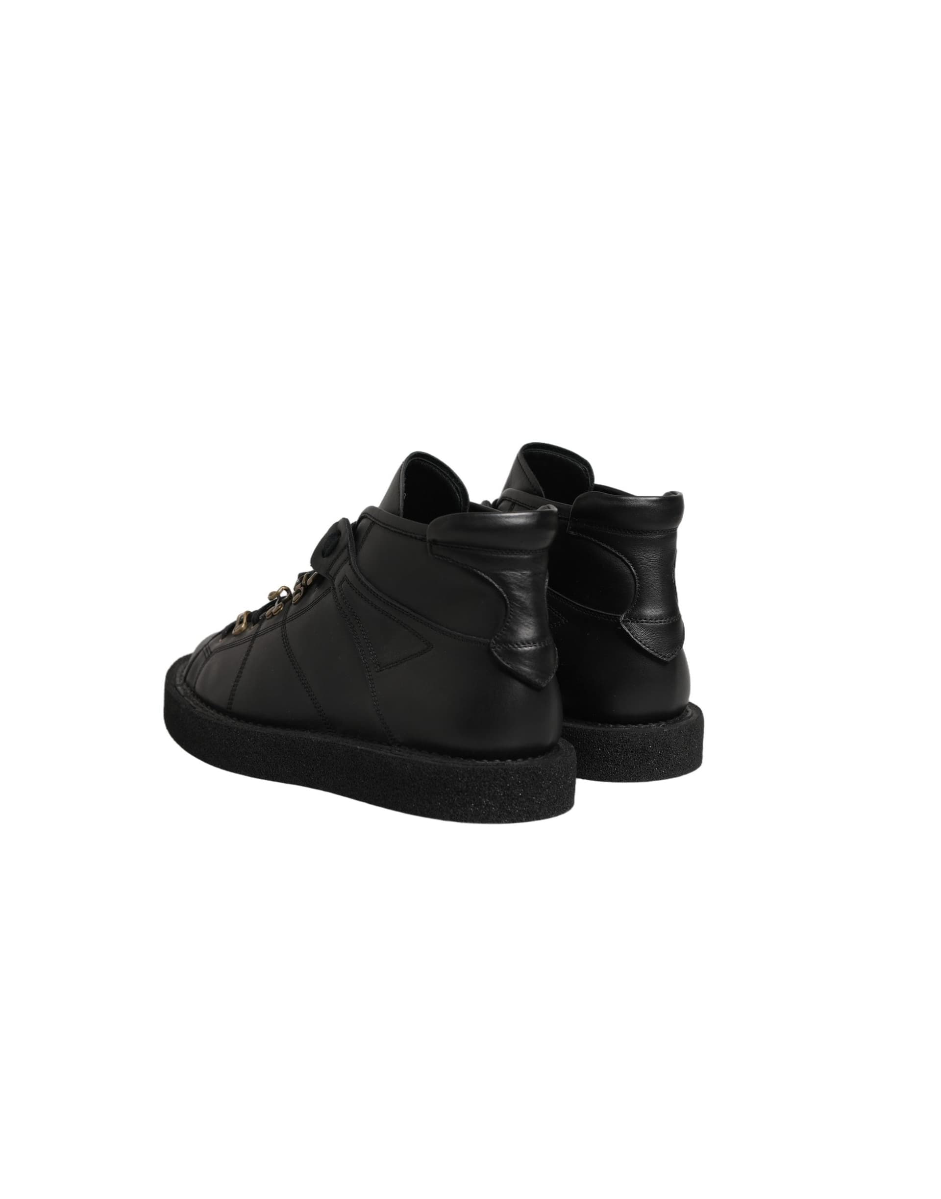 Dolce & Gabbana Black Leather Lace Up Men Ankle Boots Shoes - 7