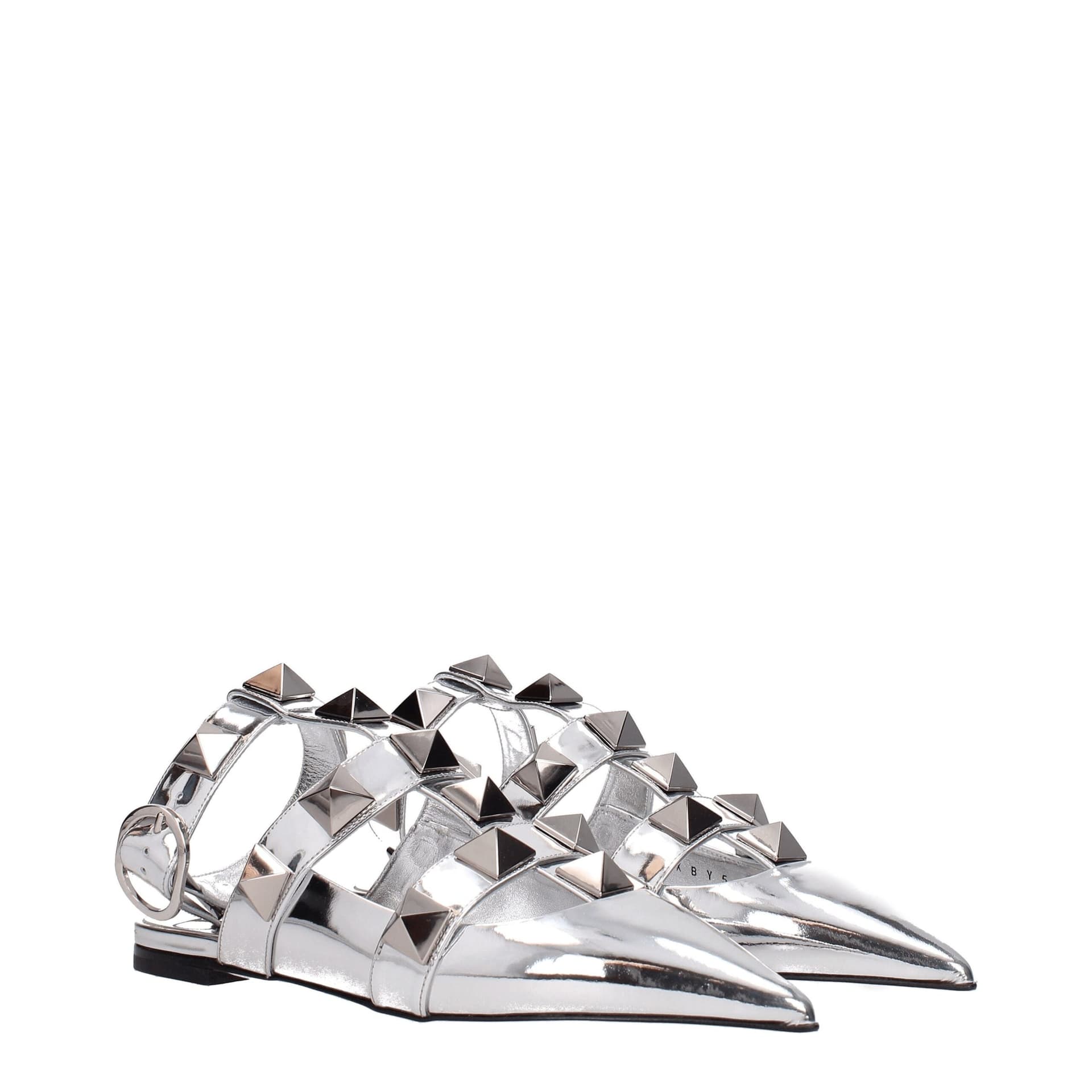 Valentino Garavani Gray Leather Flat Sandals - 2
