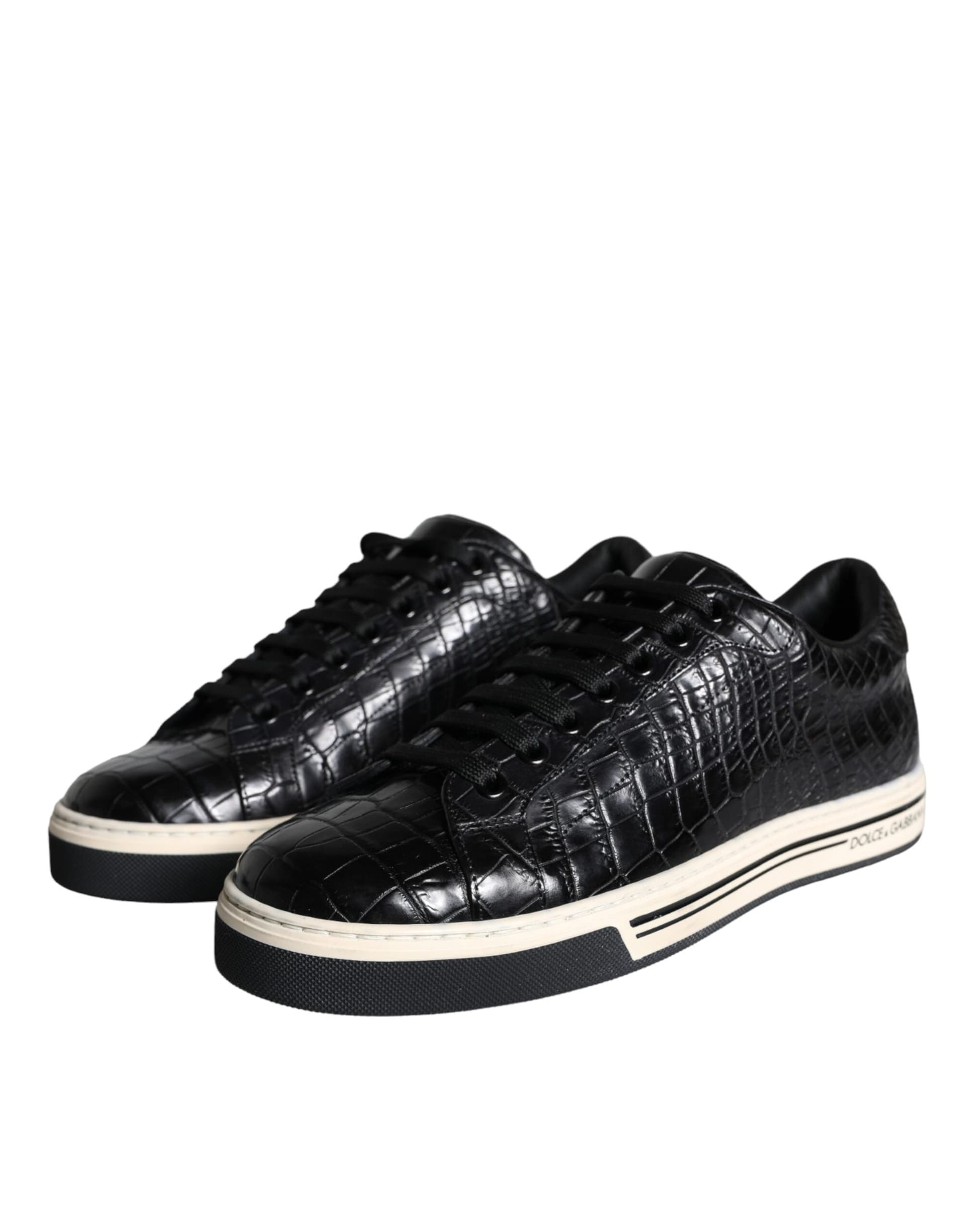 Dolce & Gabbana Black Leather Men Low Top Sneakers Shoes - 2