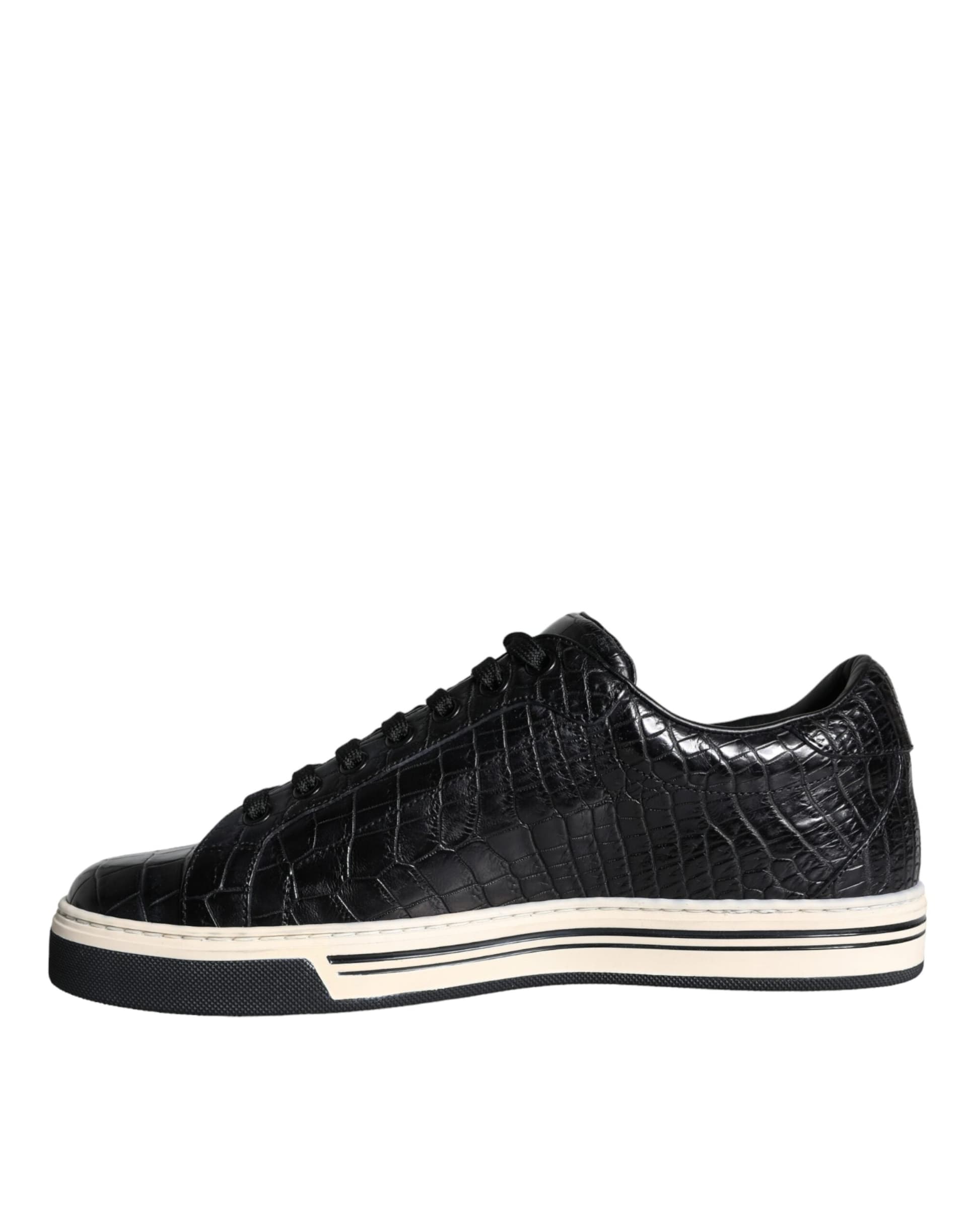 Dolce & Gabbana Black Leather Men Low Top Sneakers Shoes - 3