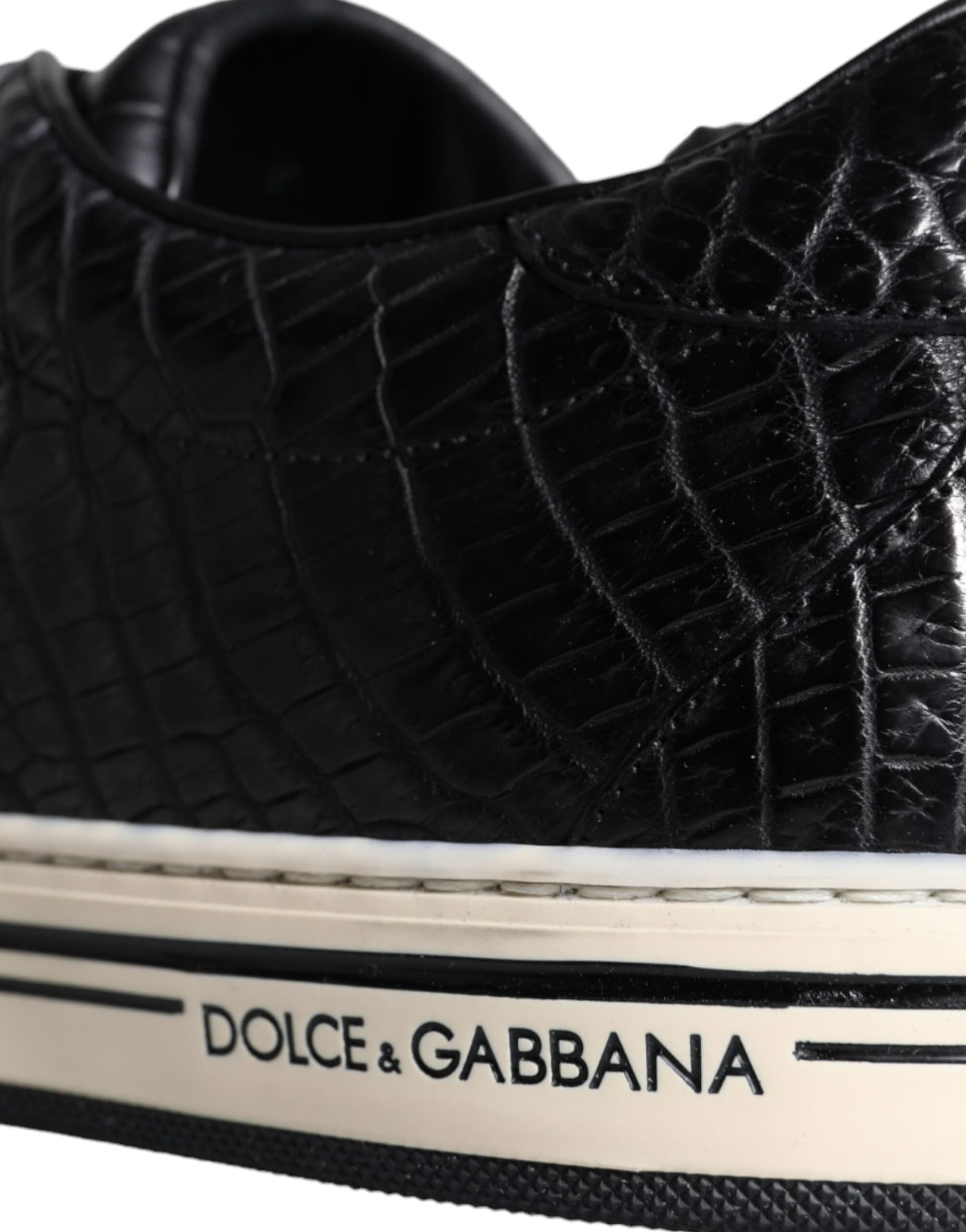Dolce & Gabbana Black Leather Men Low Top Sneakers Shoes - 4