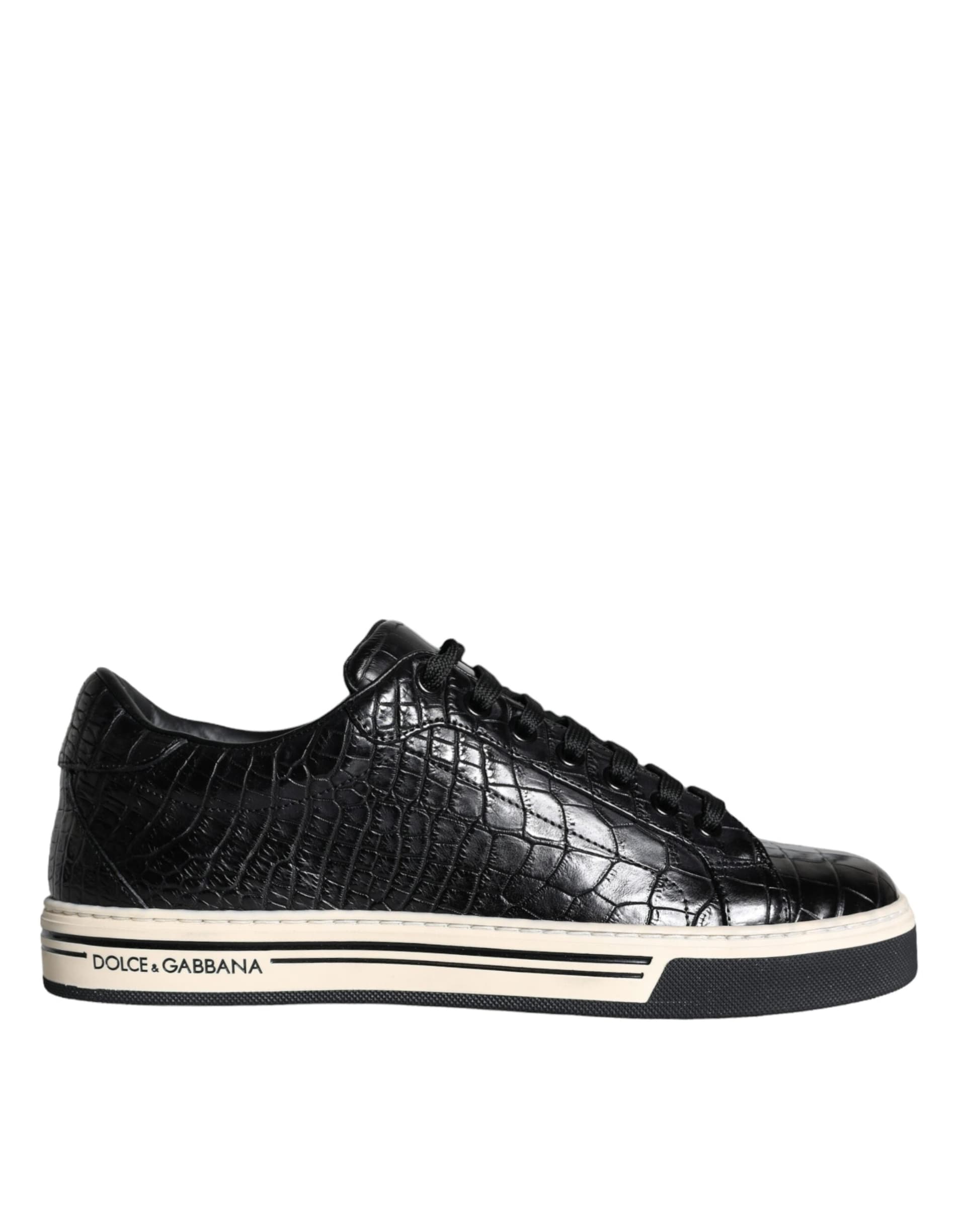 Dolce & Gabbana Black Leather Men Low Top Sneakers Shoes - 5