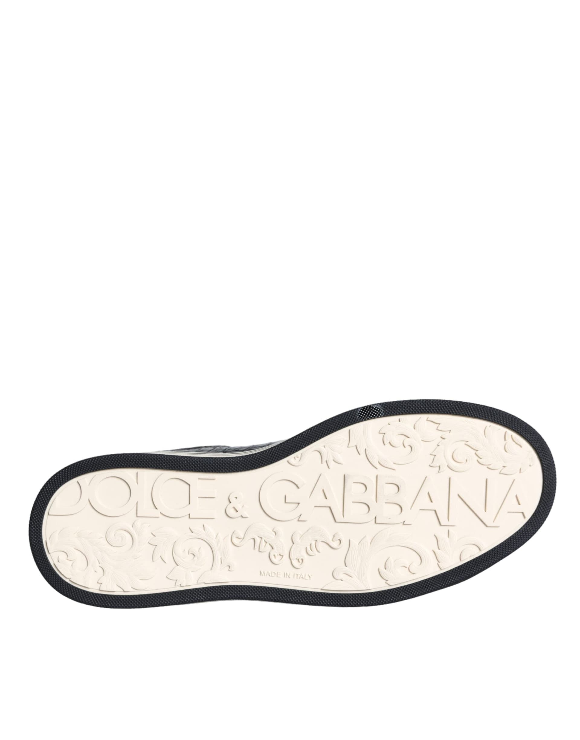 Dolce & Gabbana Black Leather Men Low Top Sneakers Shoes - 6