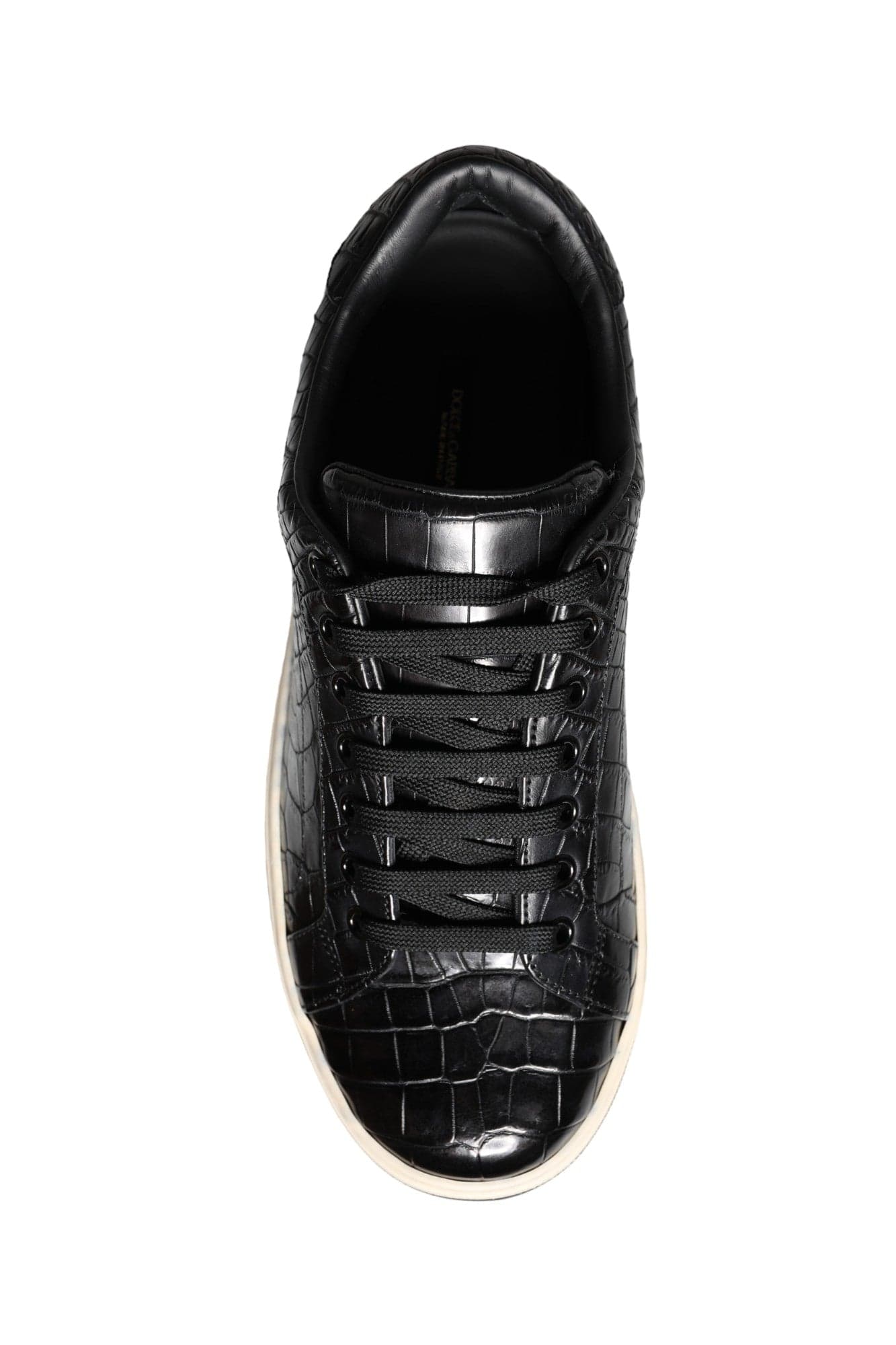Dolce & Gabbana Black Leather Men Low Top Sneakers Shoes - 8