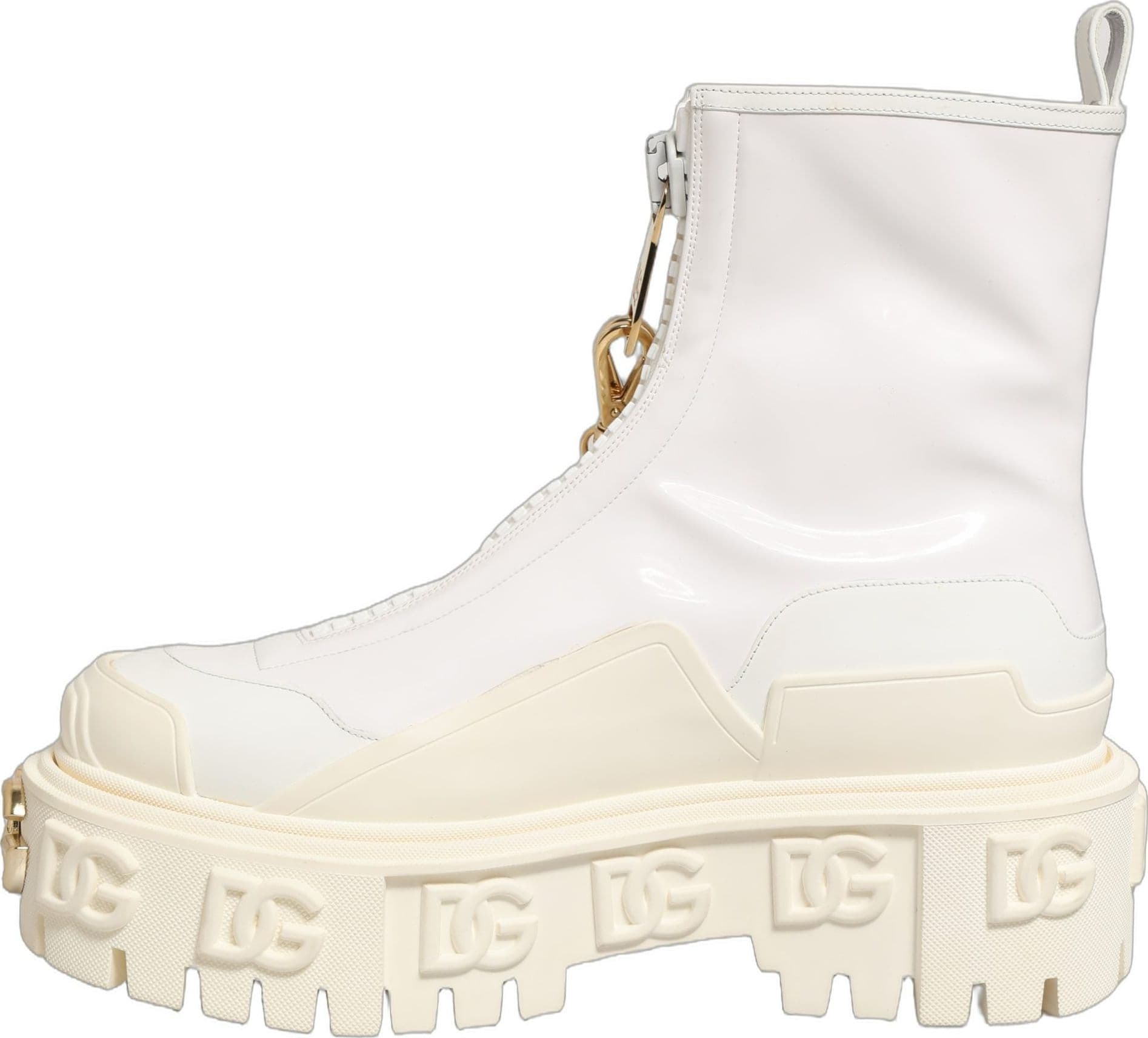 Dolce & Gabbana White Leather Rubber Logo Ankle Boots Shoes - 3
