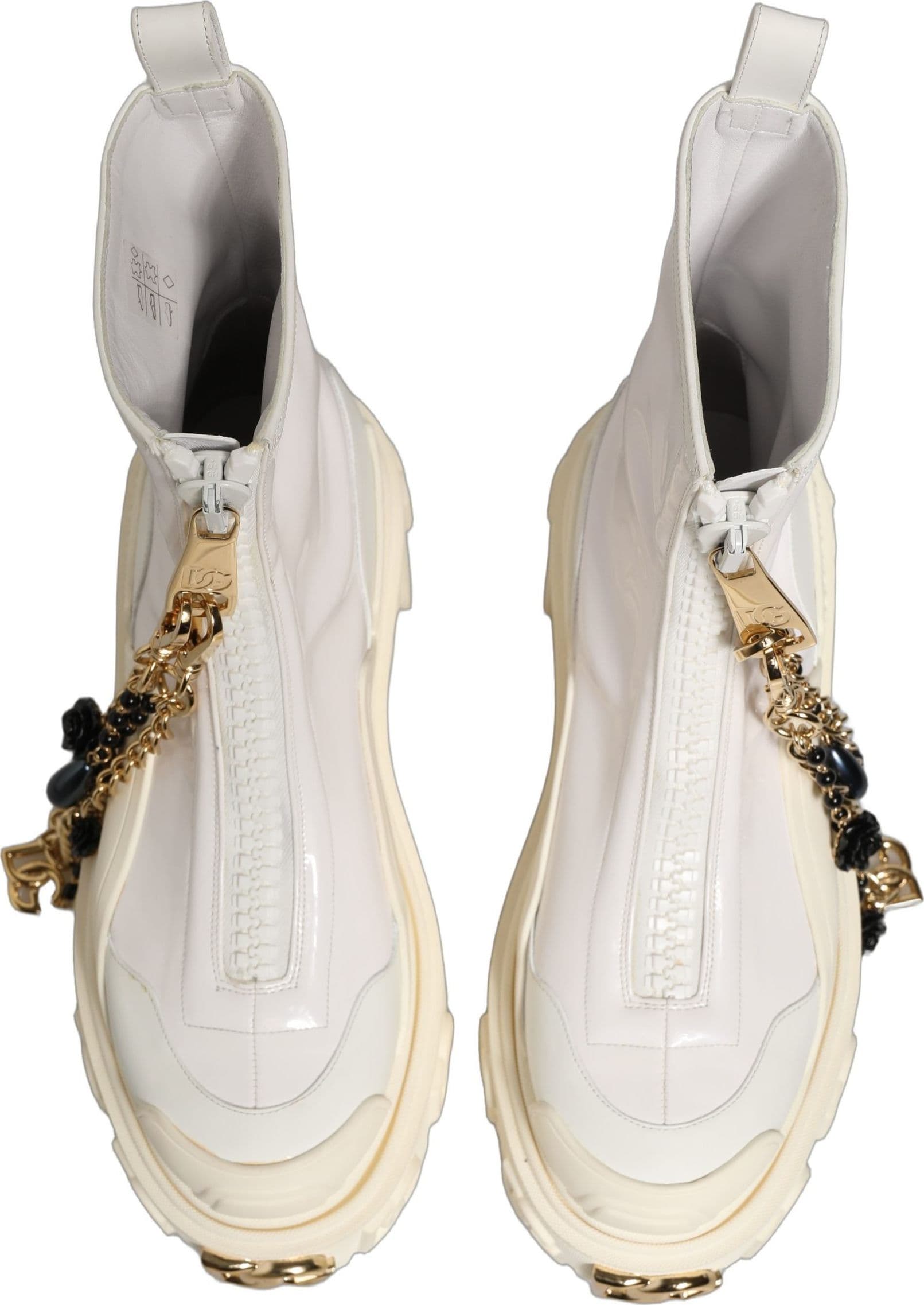 Dolce & Gabbana White Leather Rubber Logo Ankle Boots Shoes - 4