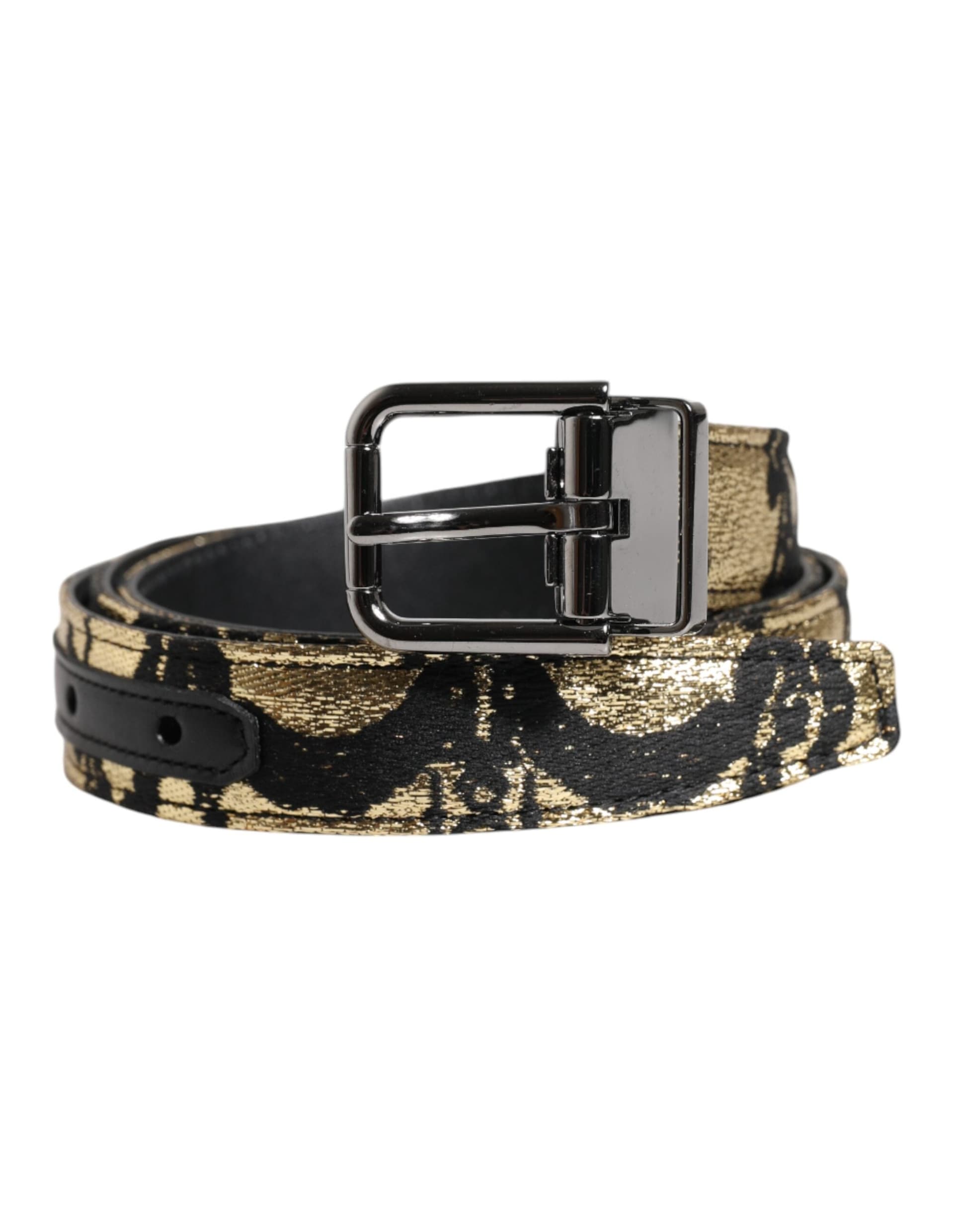 Dolce & Gabbana Multicolor Jacquard Leather Metal Buckle Belt - 2