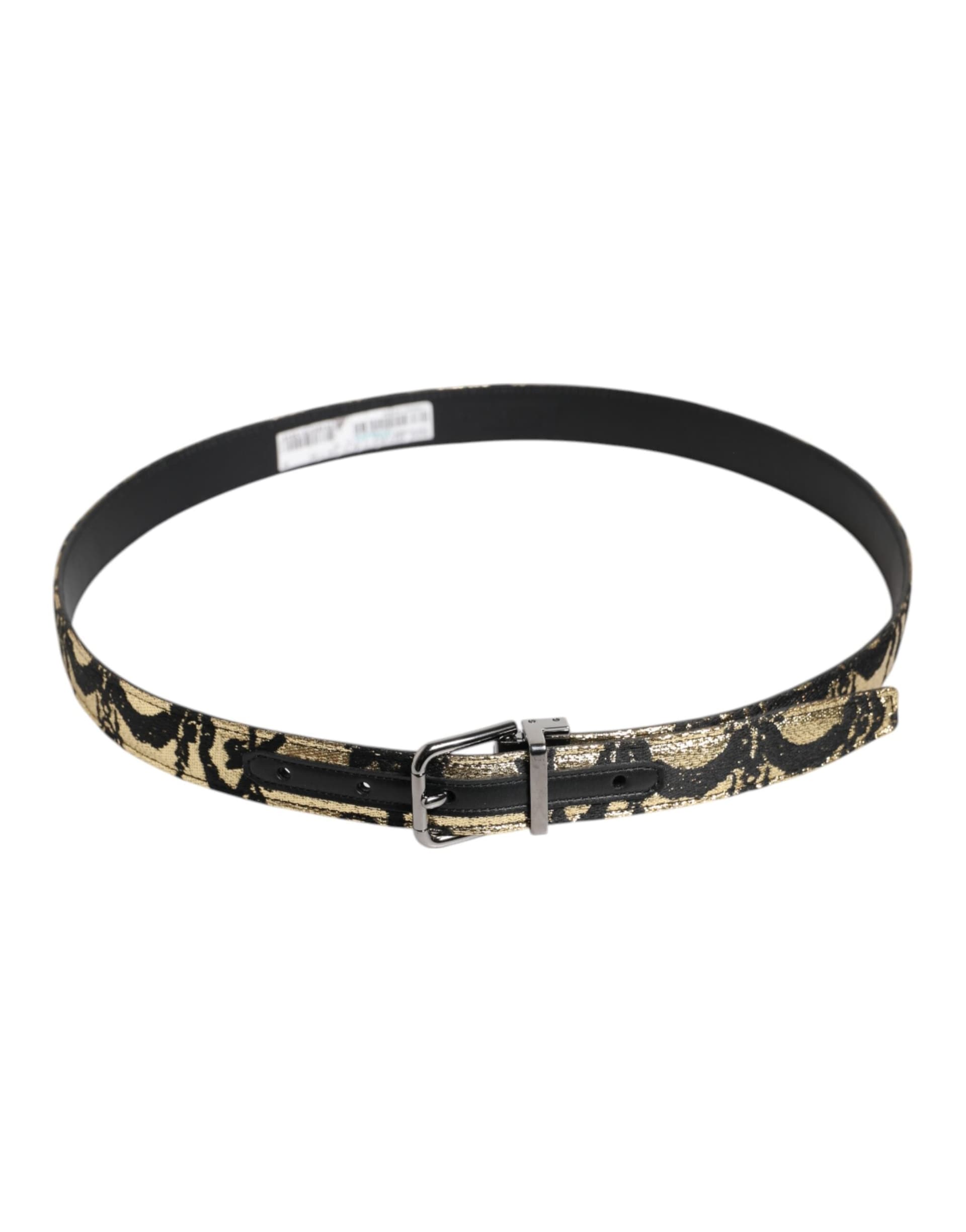 Dolce & Gabbana Multicolor Jacquard Leather Metal Buckle Belt - 4