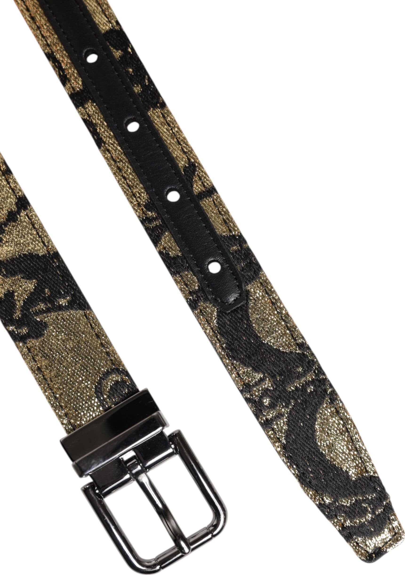 Dolce & Gabbana Multicolor Jacquard Leather Metal Buckle Belt - 6