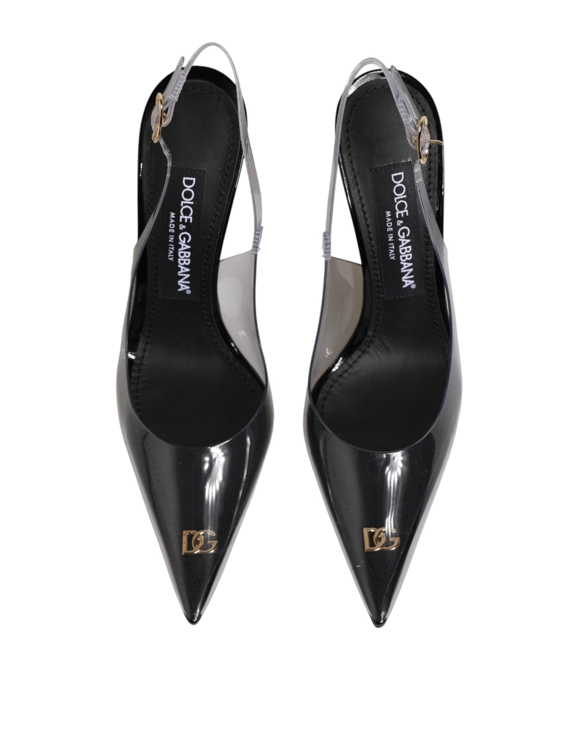 Dolce & Gabbana Black Leather Clear PVC Slingback Pumps Shoes - 2