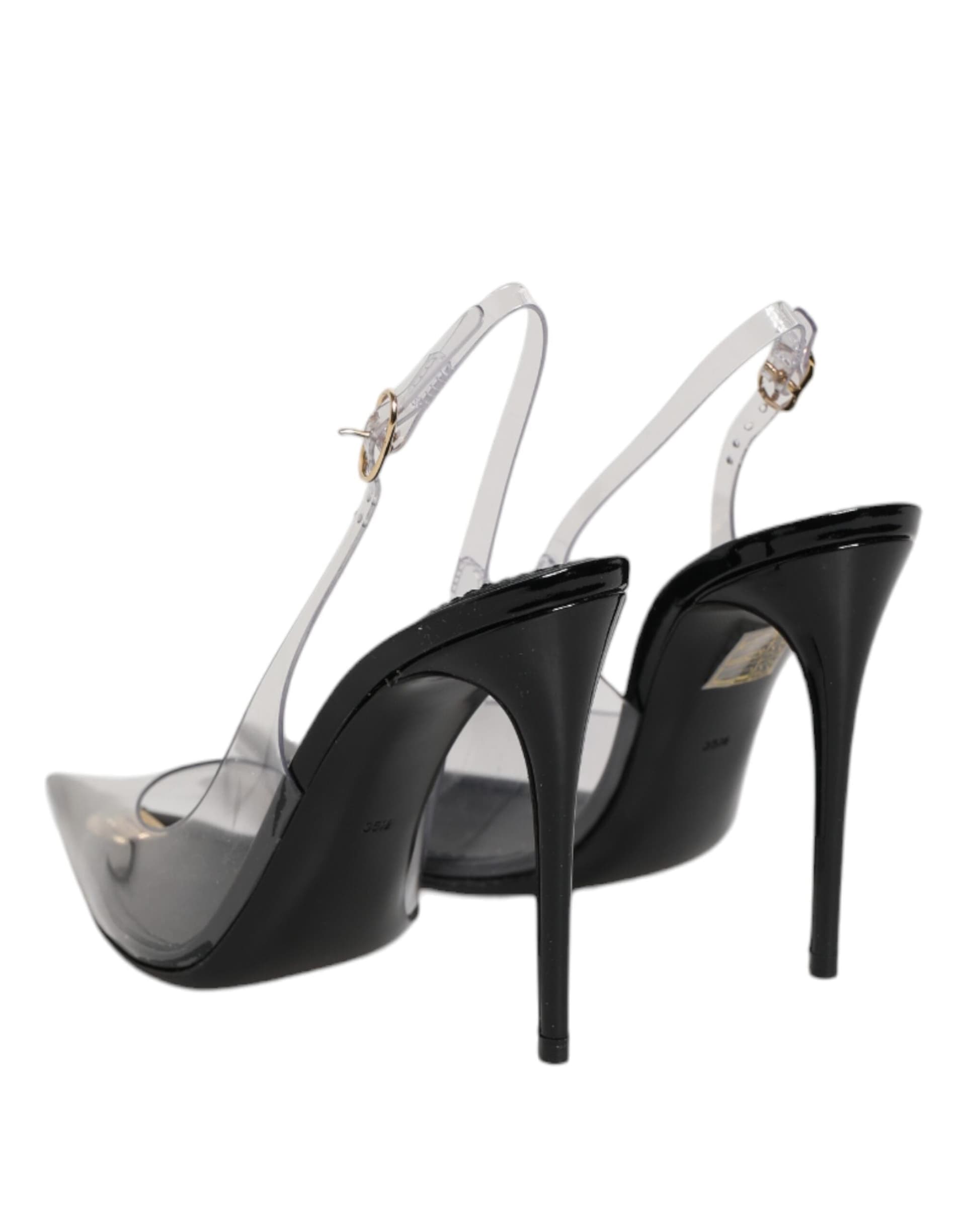 Dolce & Gabbana Black Leather Clear PVC Slingback Pumps Shoes - 4