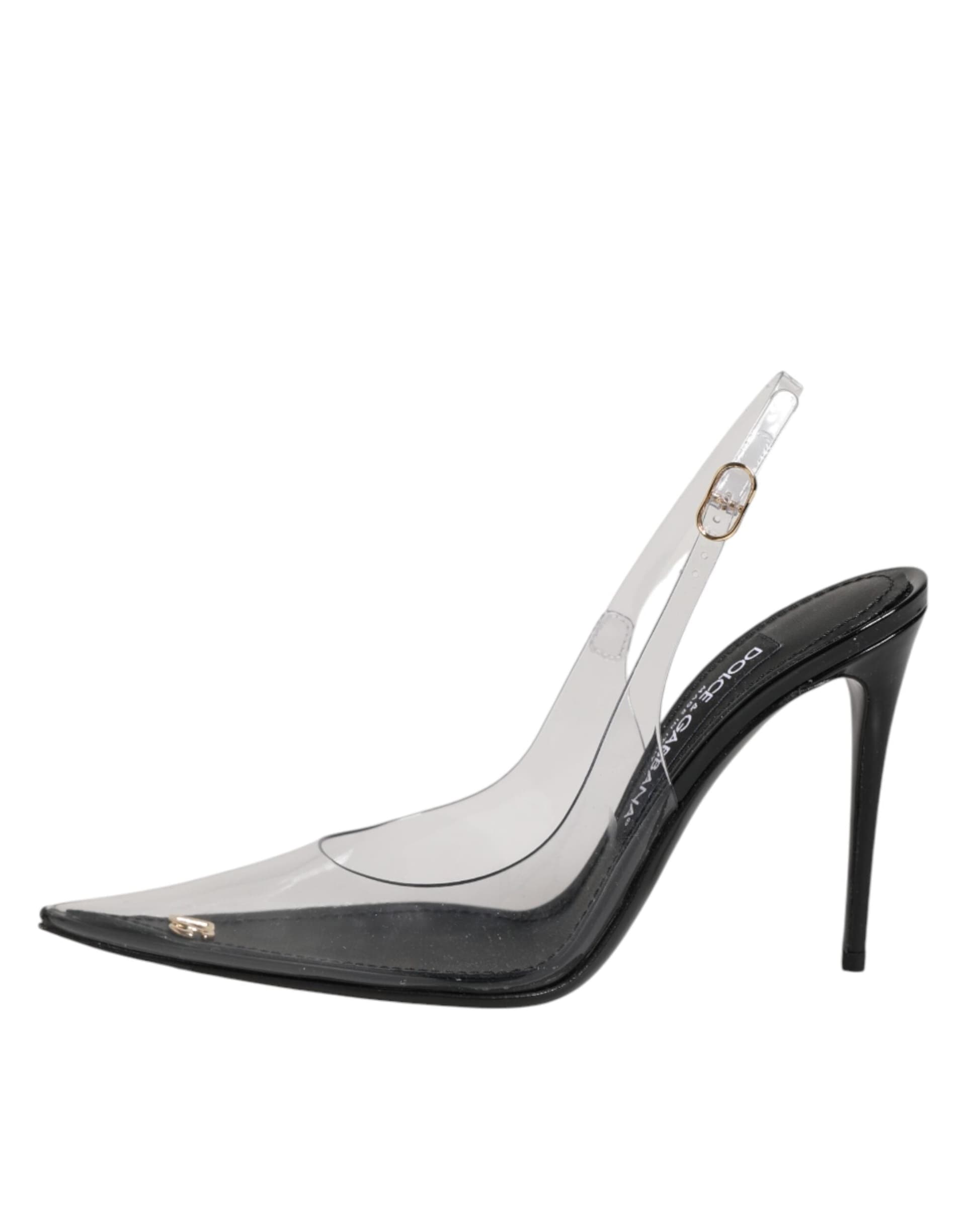 Dolce & Gabbana Black Leather Clear PVC Slingback Pumps Shoes - 5