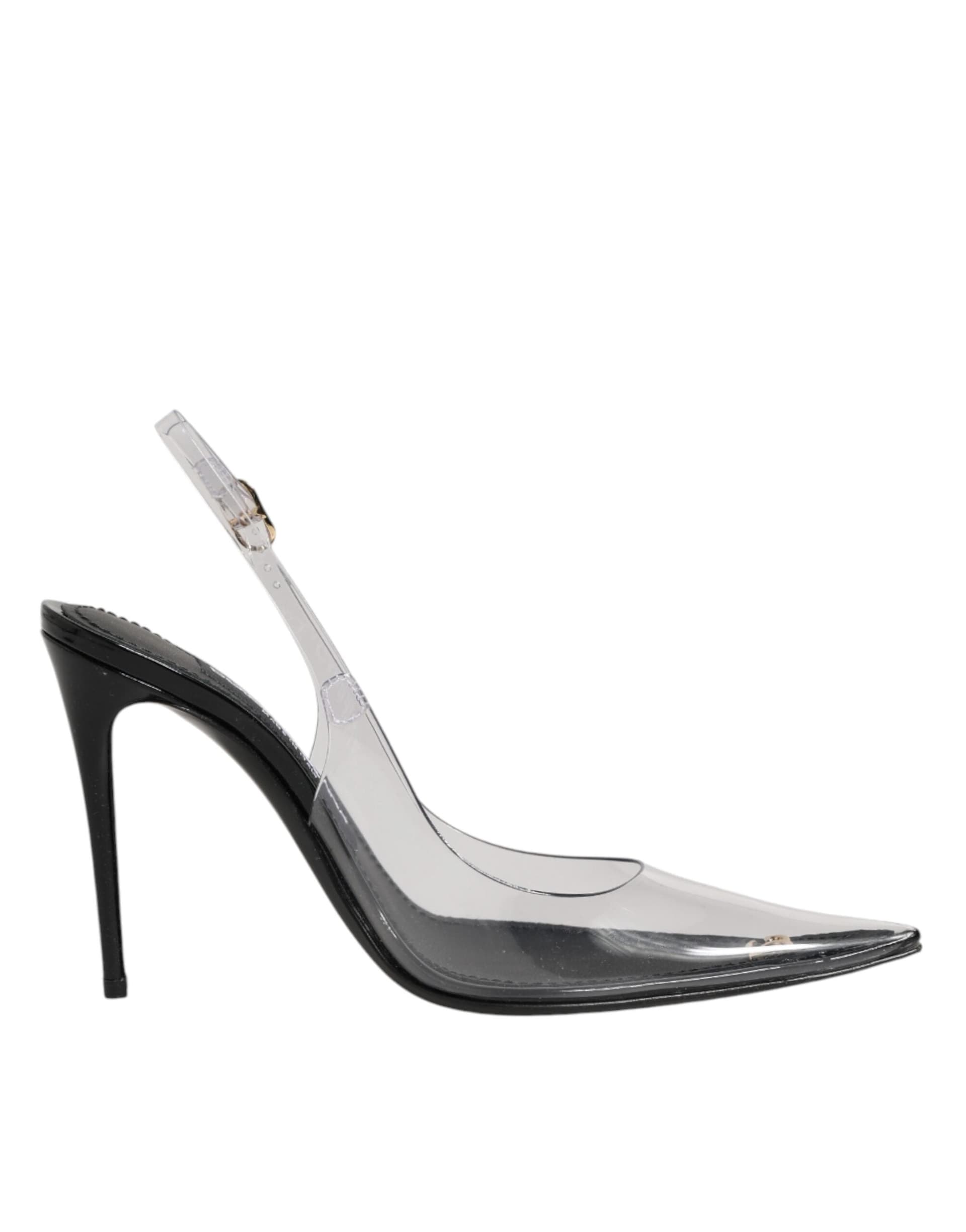 Dolce & Gabbana Black Leather Clear PVC Slingback Pumps Shoes - 6
