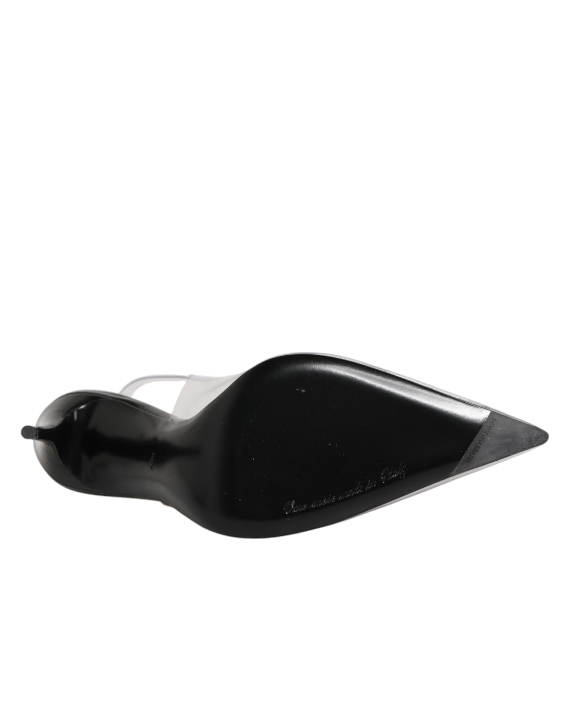 Dolce & Gabbana Black Leather Clear PVC Slingback Pumps Shoes - 8