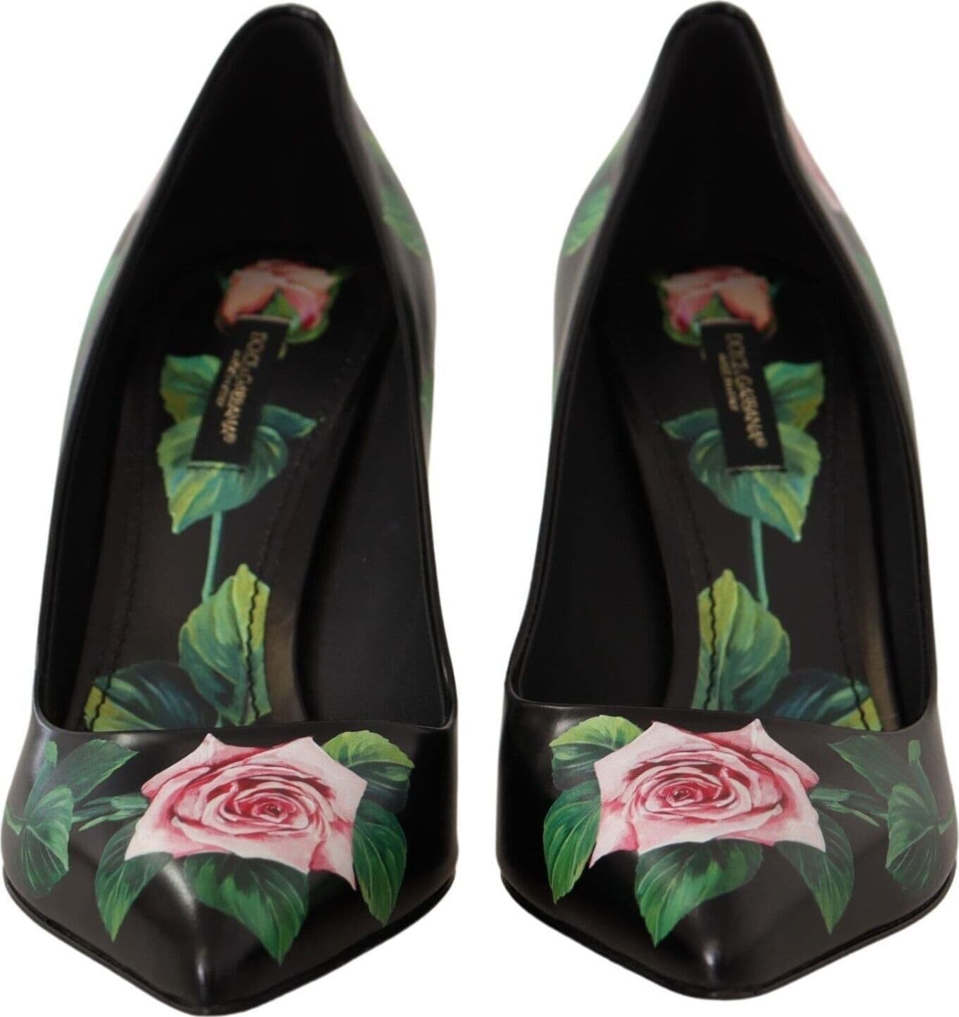 Dolce & Gabbana Black Leather Roses High Heels Pumps Shoes - 2