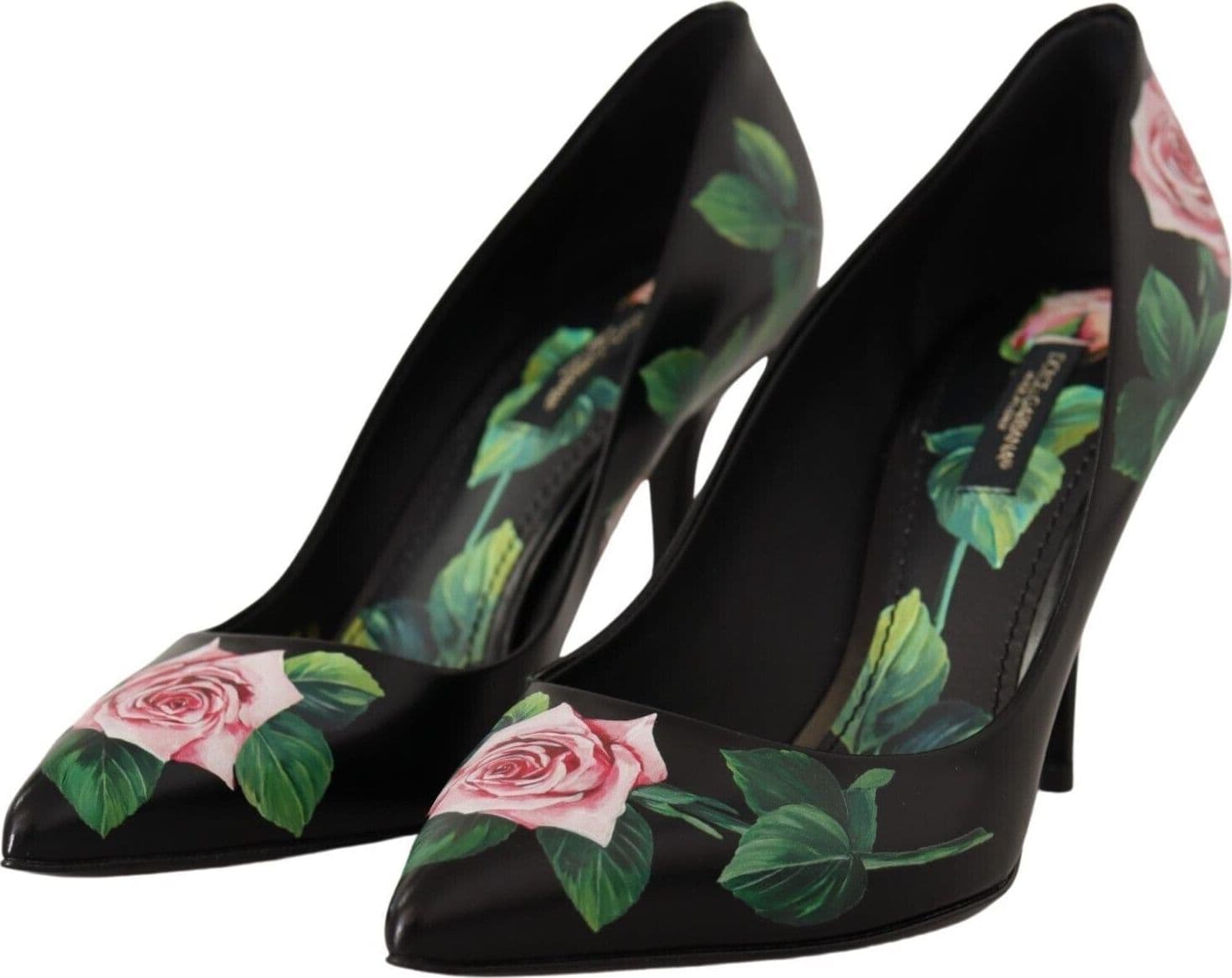 Dolce & Gabbana Black Leather Roses High Heels Pumps Shoes - 3