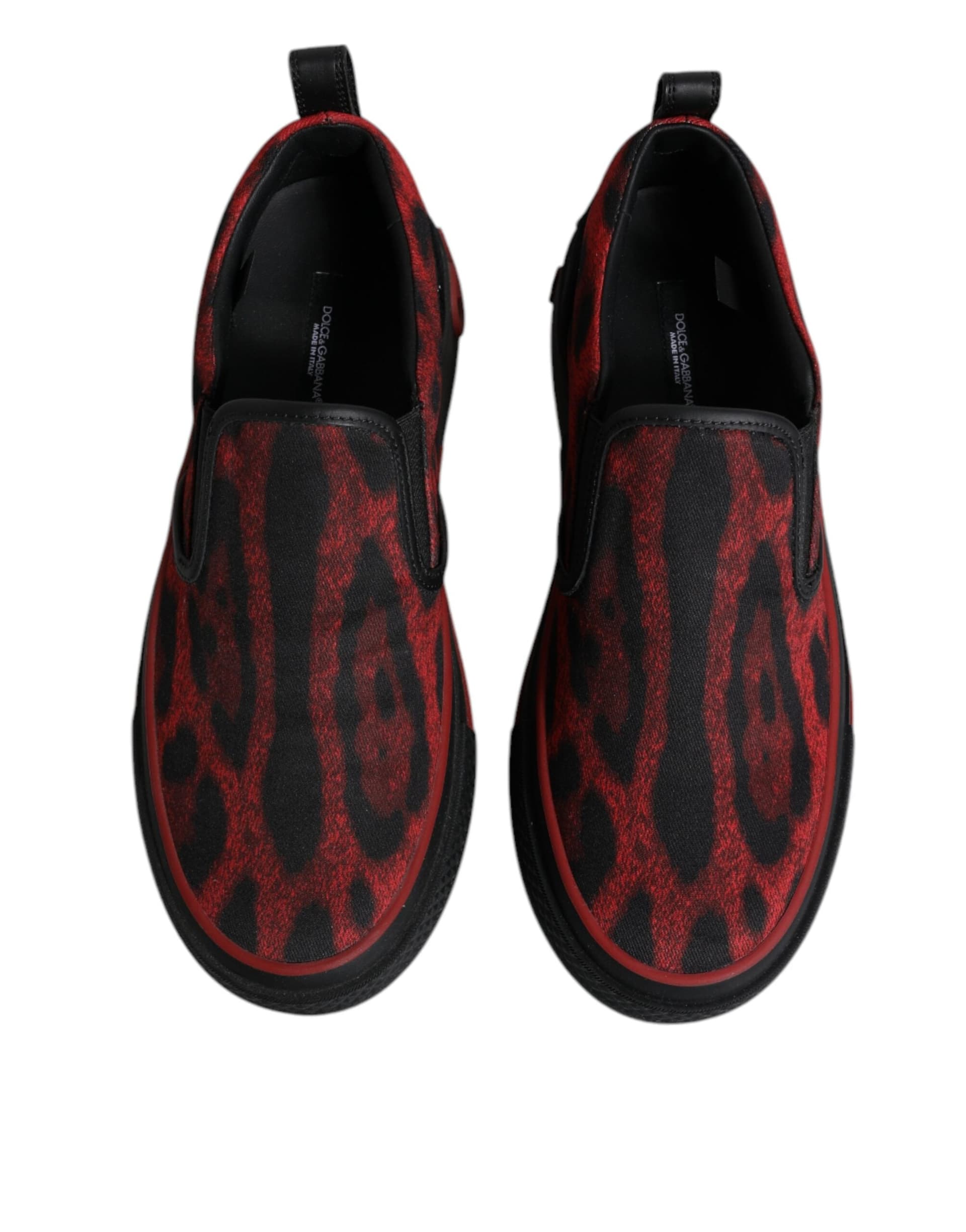 Dolce & Gabbana Red Black Leopard Cotton Men Low Top Sneakers Shoes - 2