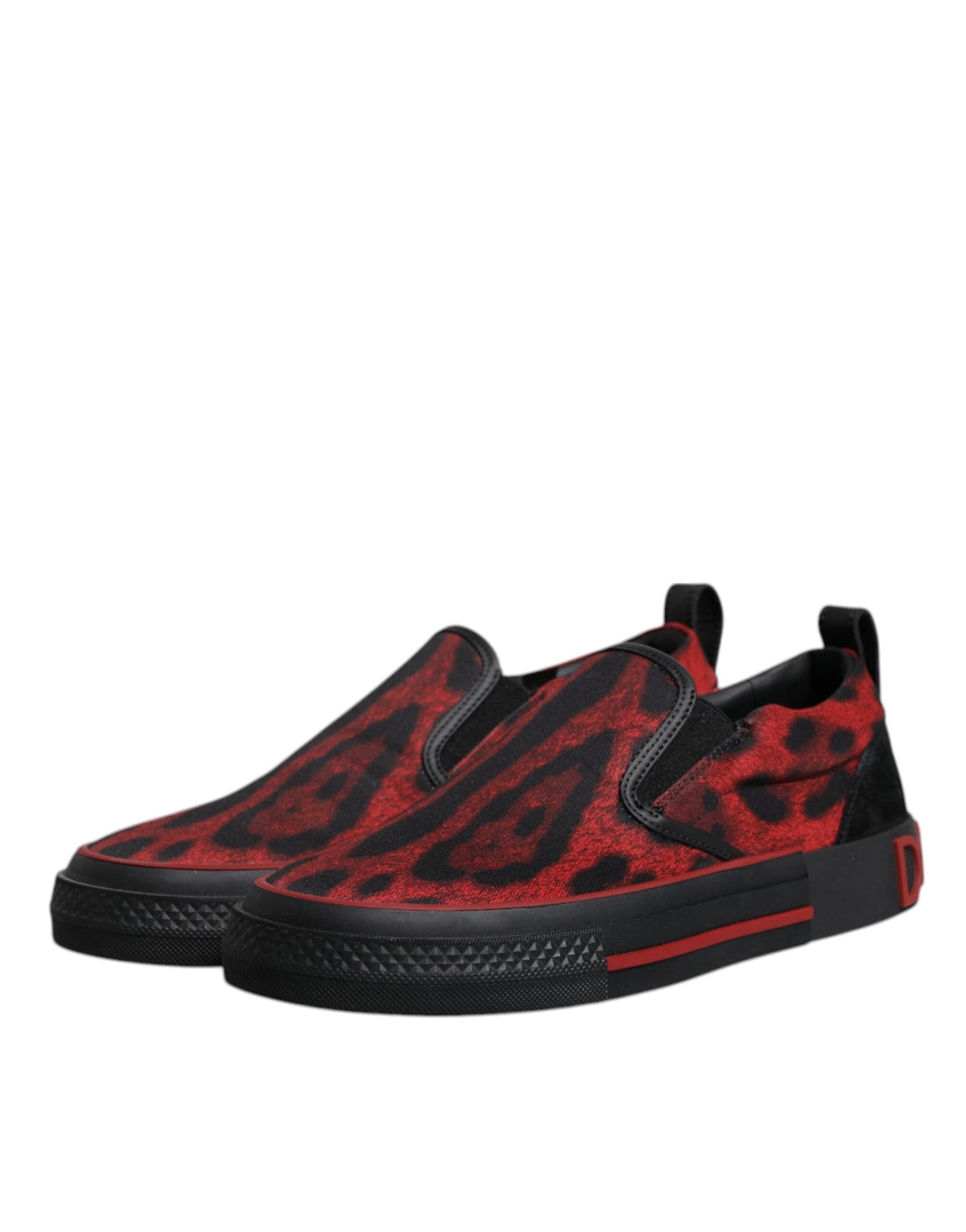 Dolce & Gabbana Red Black Leopard Cotton Men Low Top Sneakers Shoes - 3