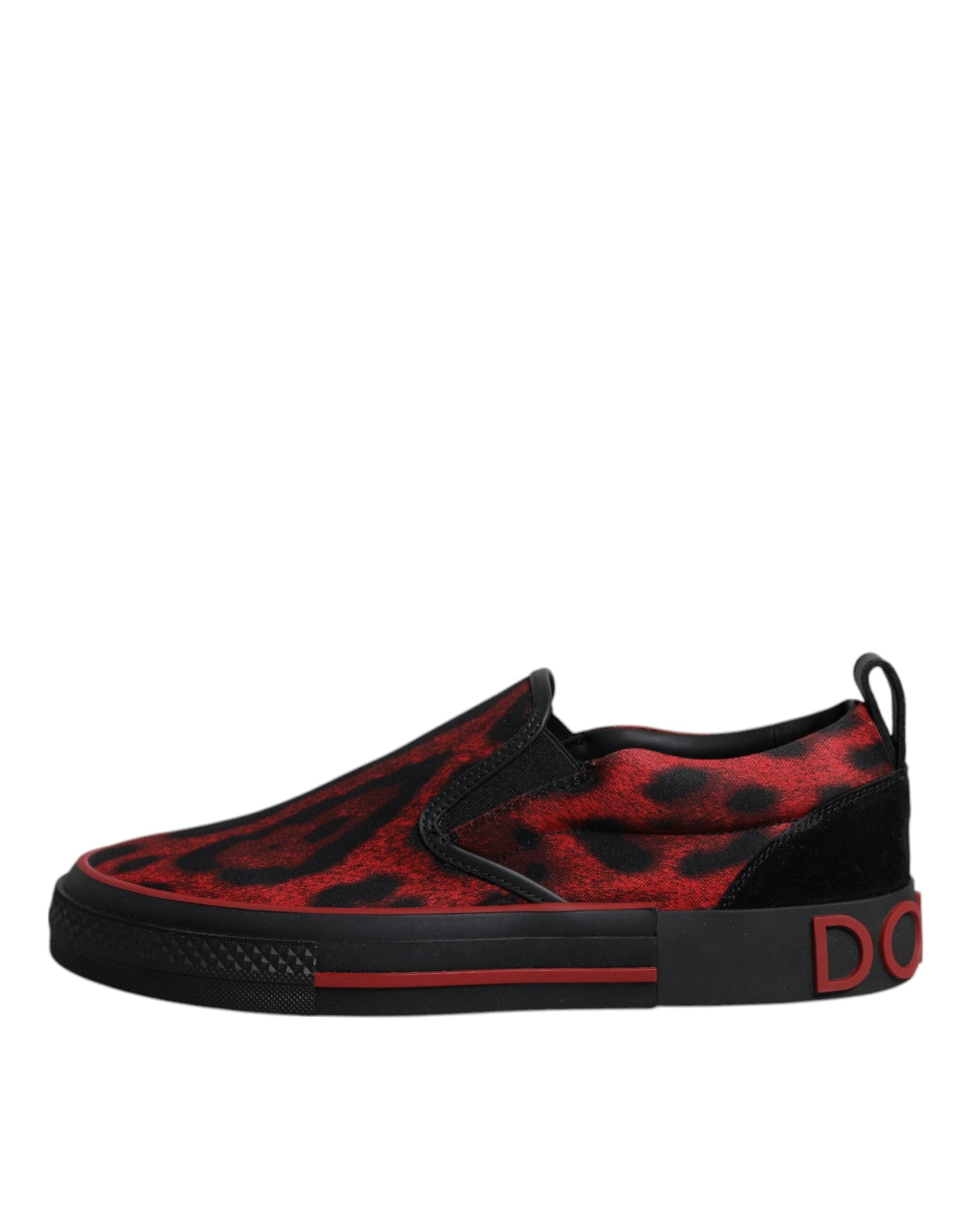 Dolce & Gabbana Red Black Leopard Cotton Men Low Top Sneakers Shoes - 5