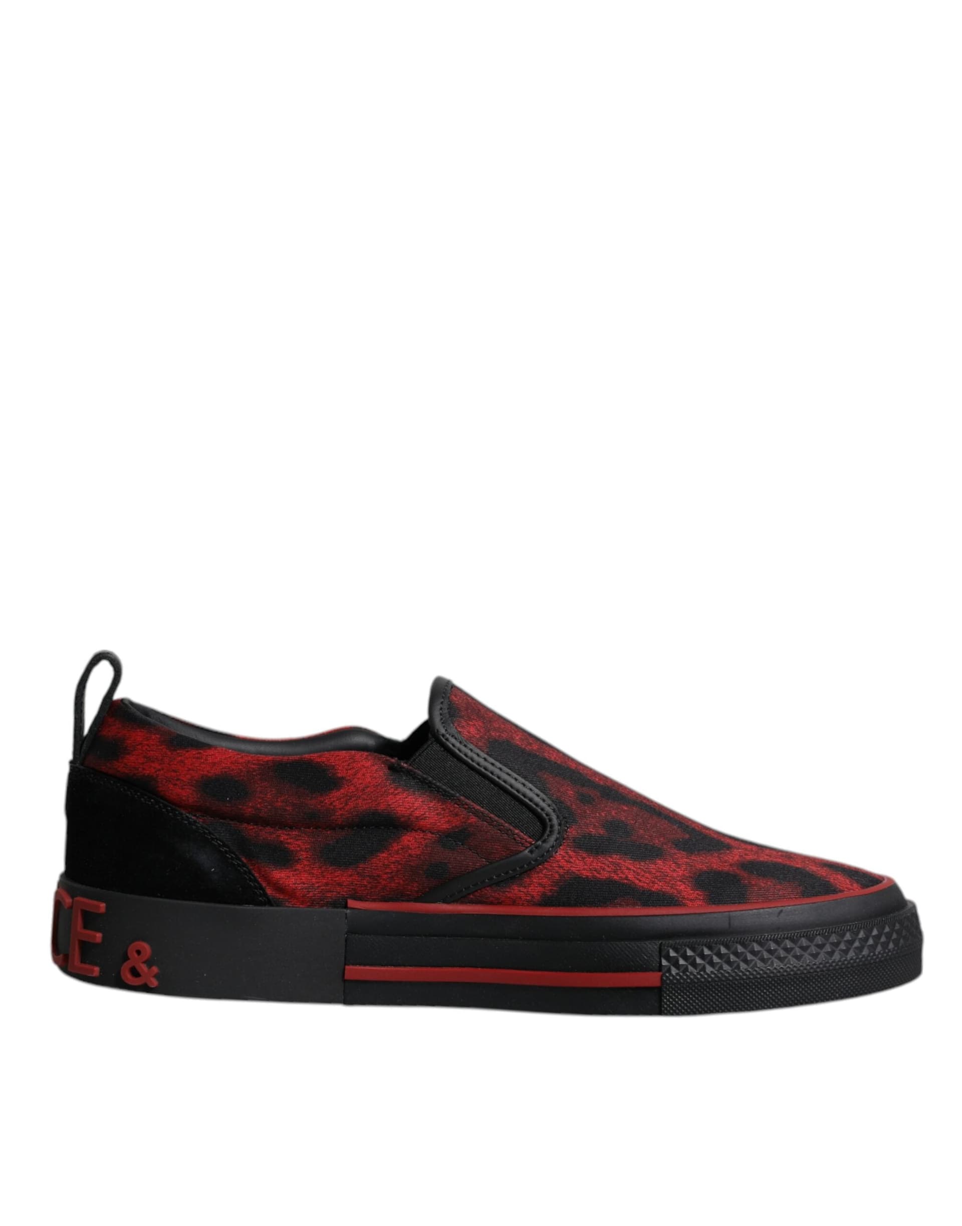Dolce & Gabbana Red Black Leopard Cotton Men Low Top Sneakers Shoes - 7