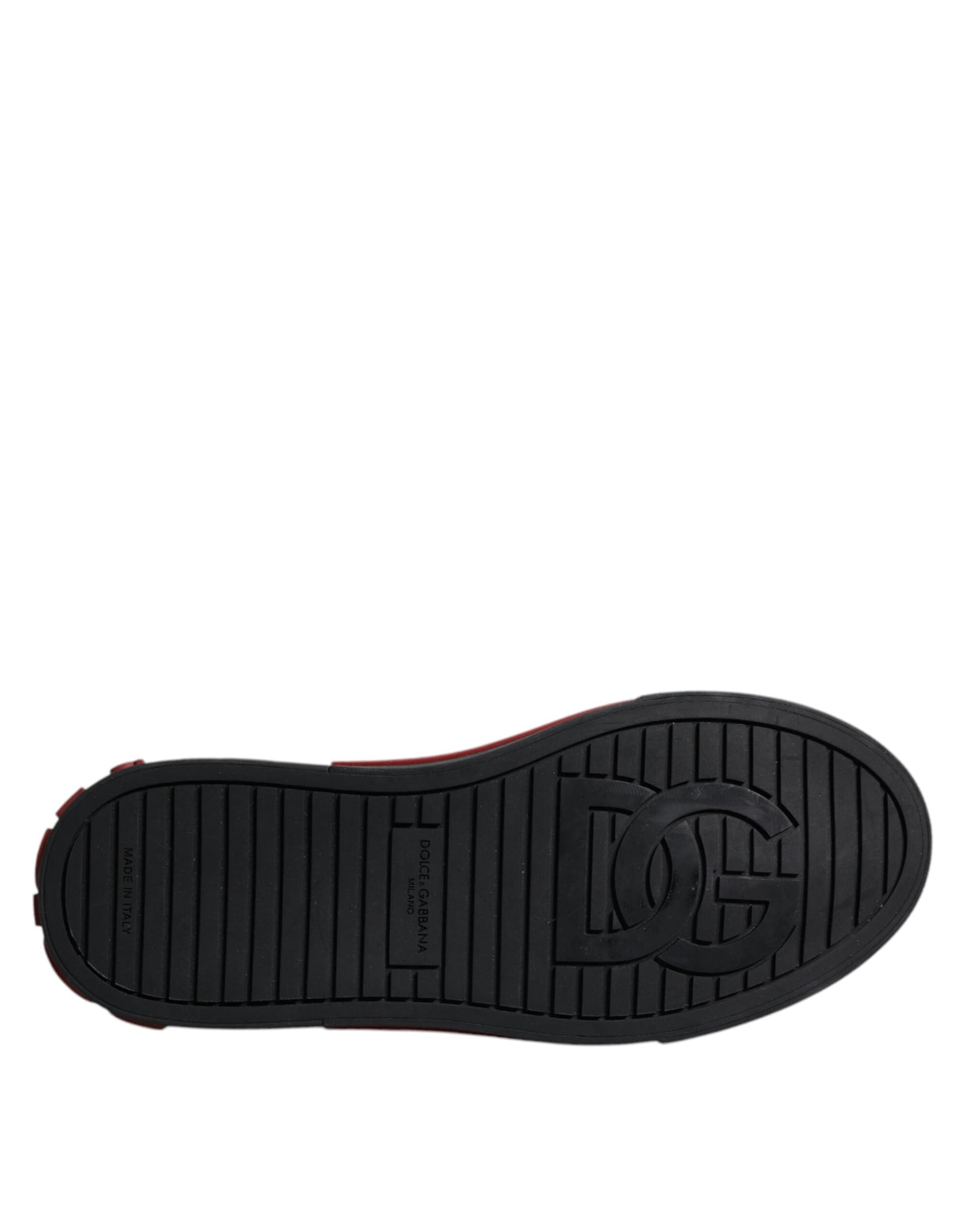 Dolce & Gabbana Red Black Leopard Cotton Men Low Top Sneakers Shoes - 8