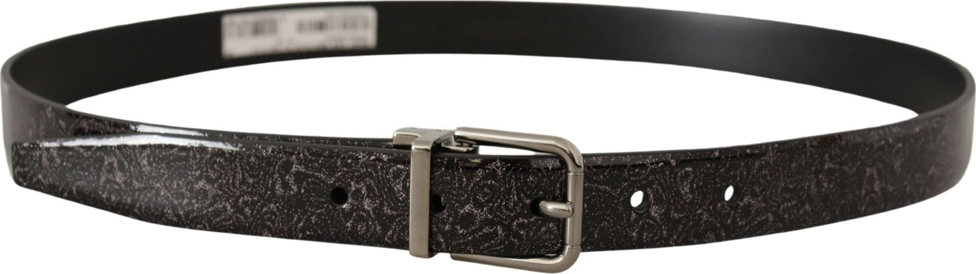 Dolce & Gabbana Black Goccia Glitter Patent Leather Buckle Vernice Belt - 2