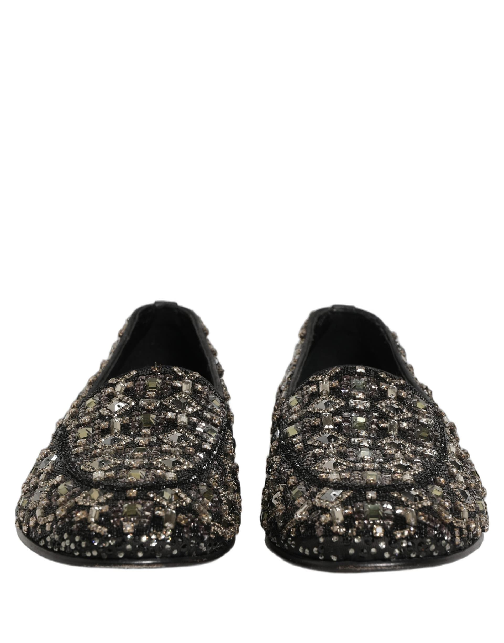 Dolce & Gabbana Black Crystal Embellished Dress Loafers Shoes - 2